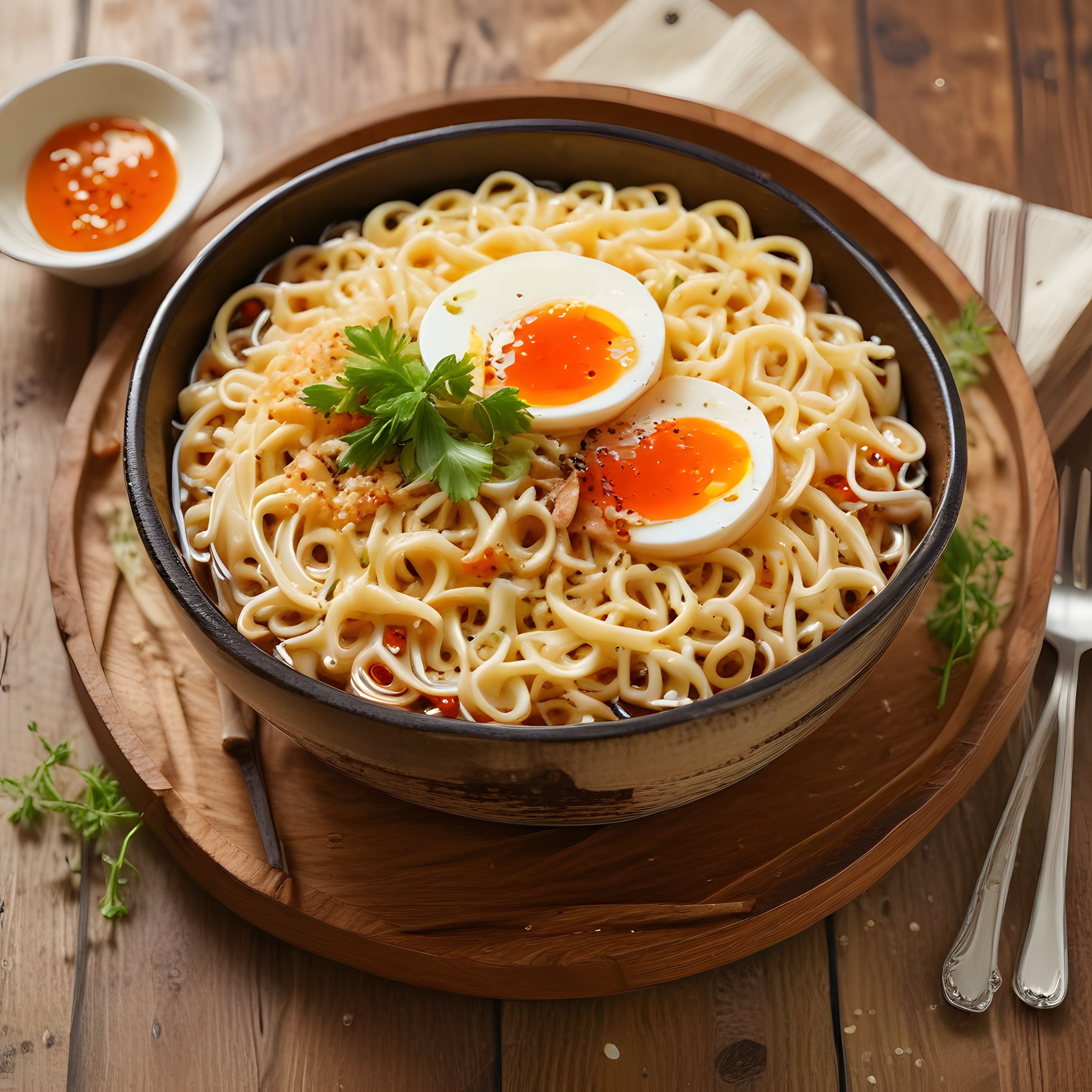 Susam Soslu Yumurtalı Noodle Kasesi: Asya Mutfağından Sıcacık Bir Lezzet