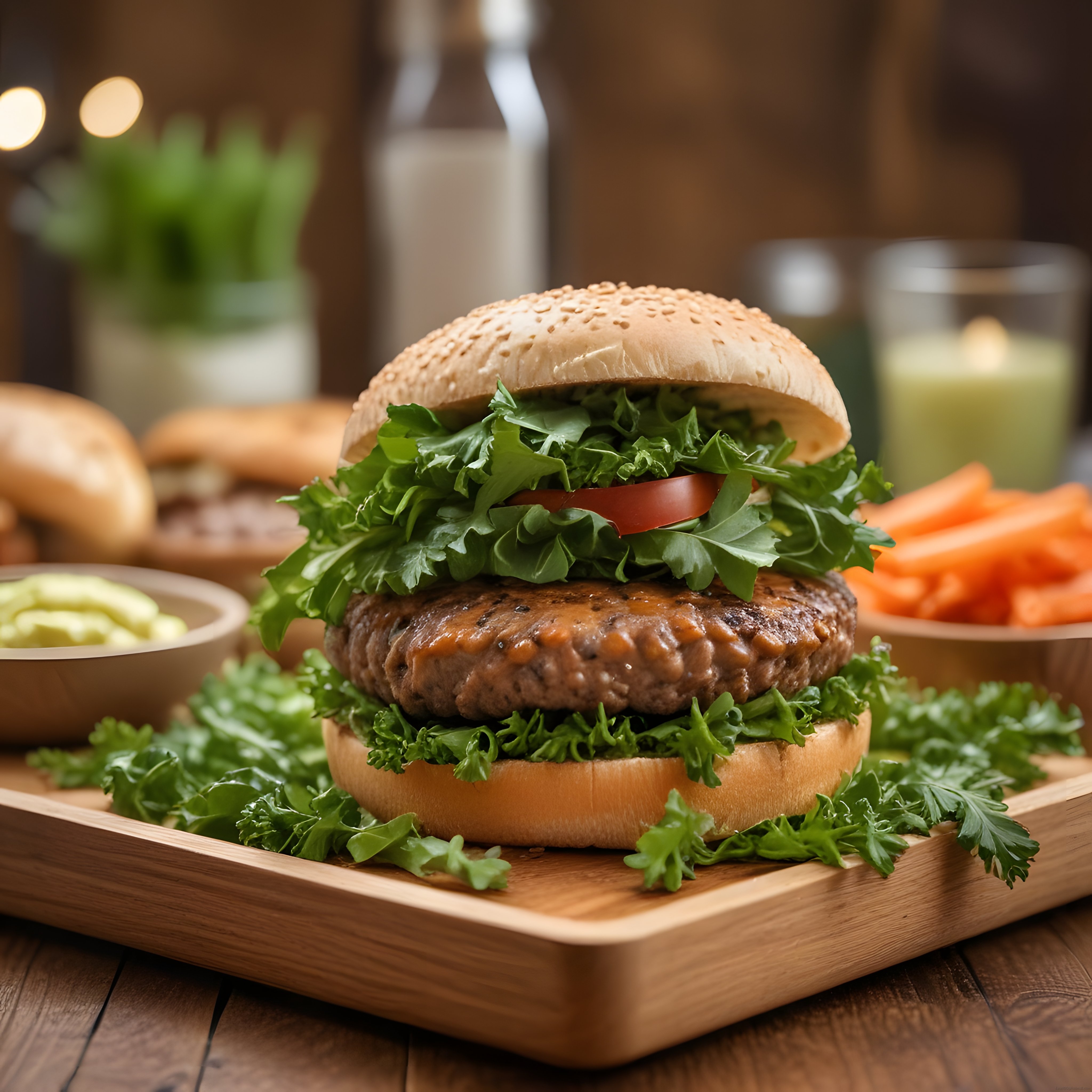 Susamlı Ekmek Arası Izgara Köfte ve Bol Marul ile Gourmet Burger