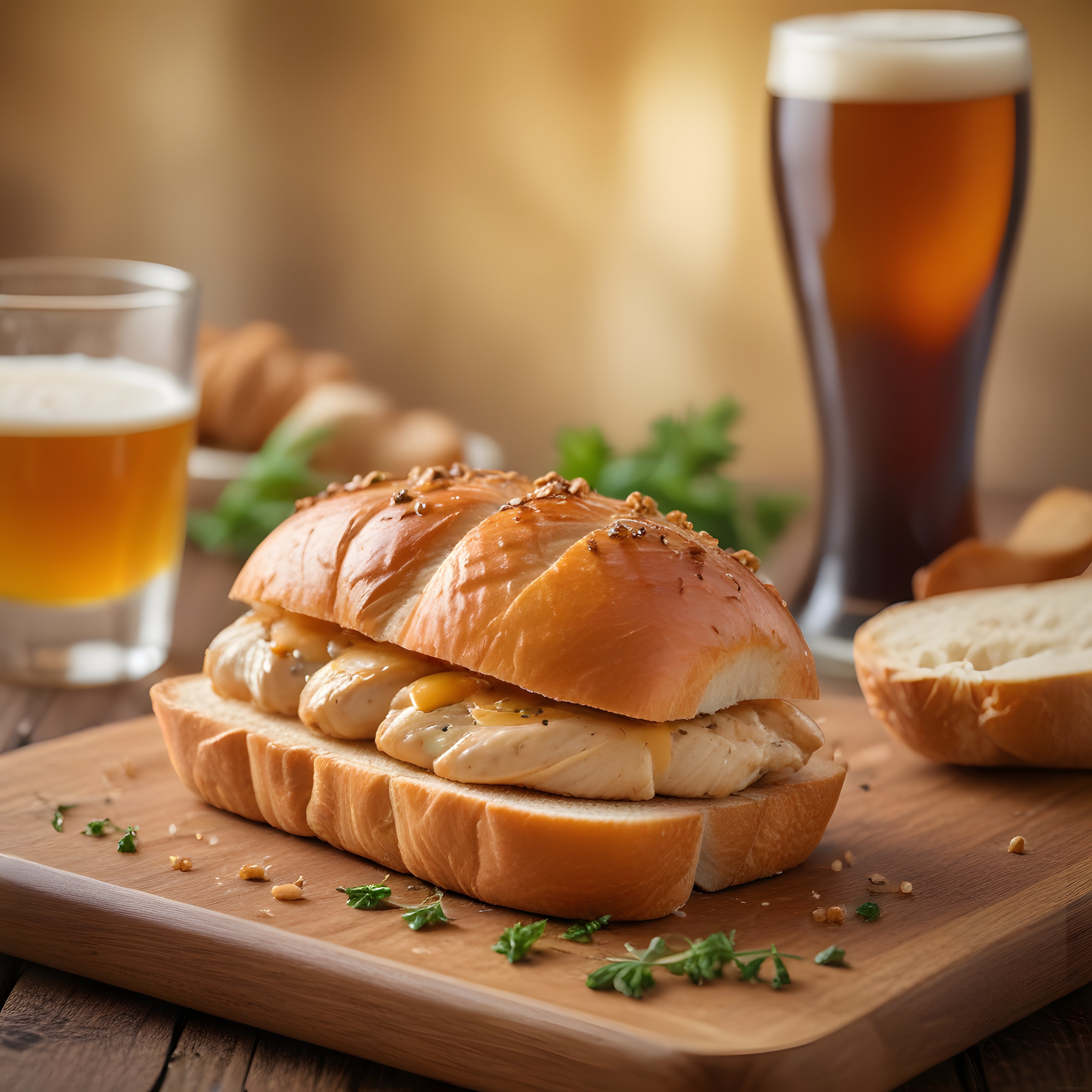 Susamlı Ekmek Arası Izgara Tavuk Sandviç ve Amber Bira Keyfi