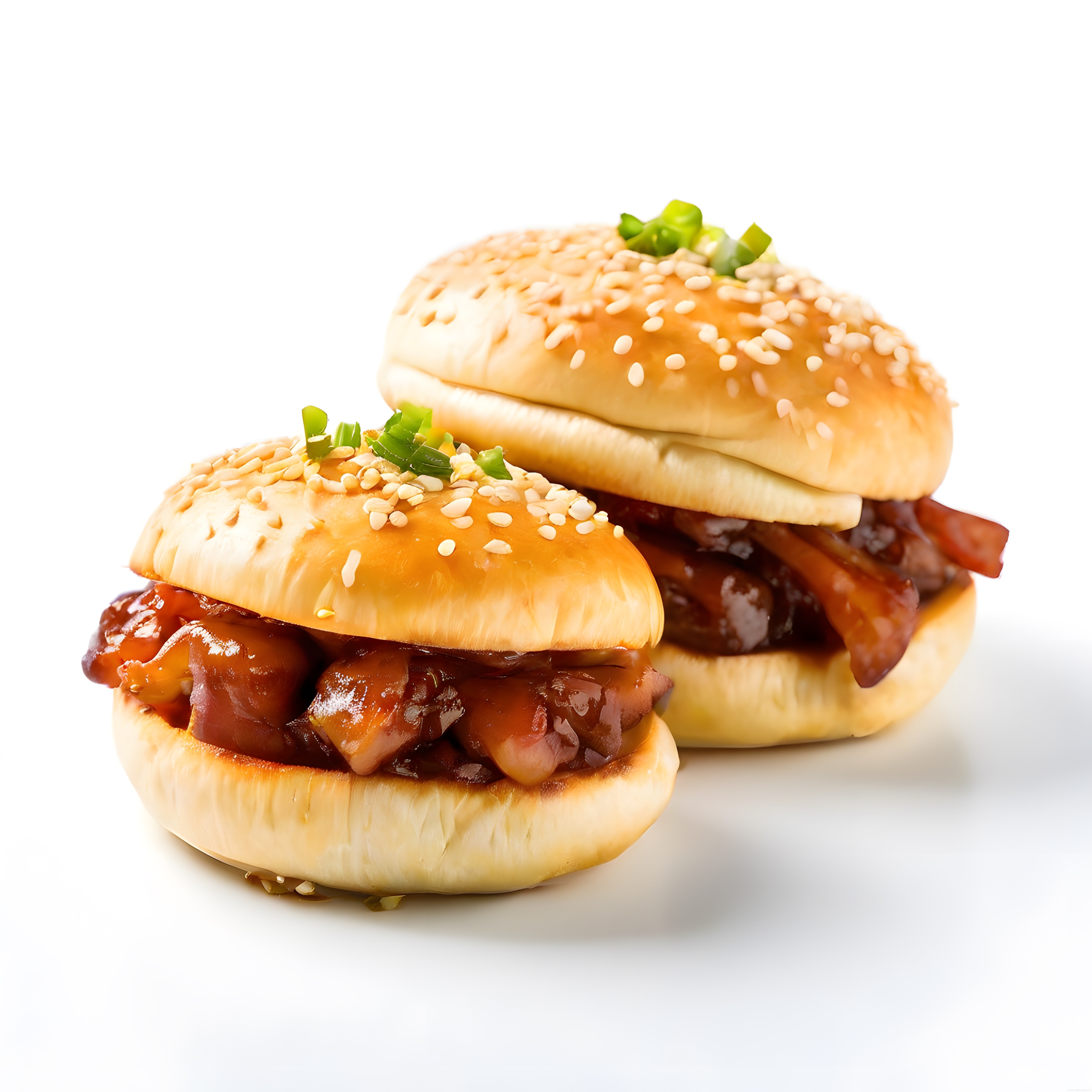 Susamlı Ekmek Arası Parlak Barbekü Soslu Etli İki Adet Gurme Sandviç