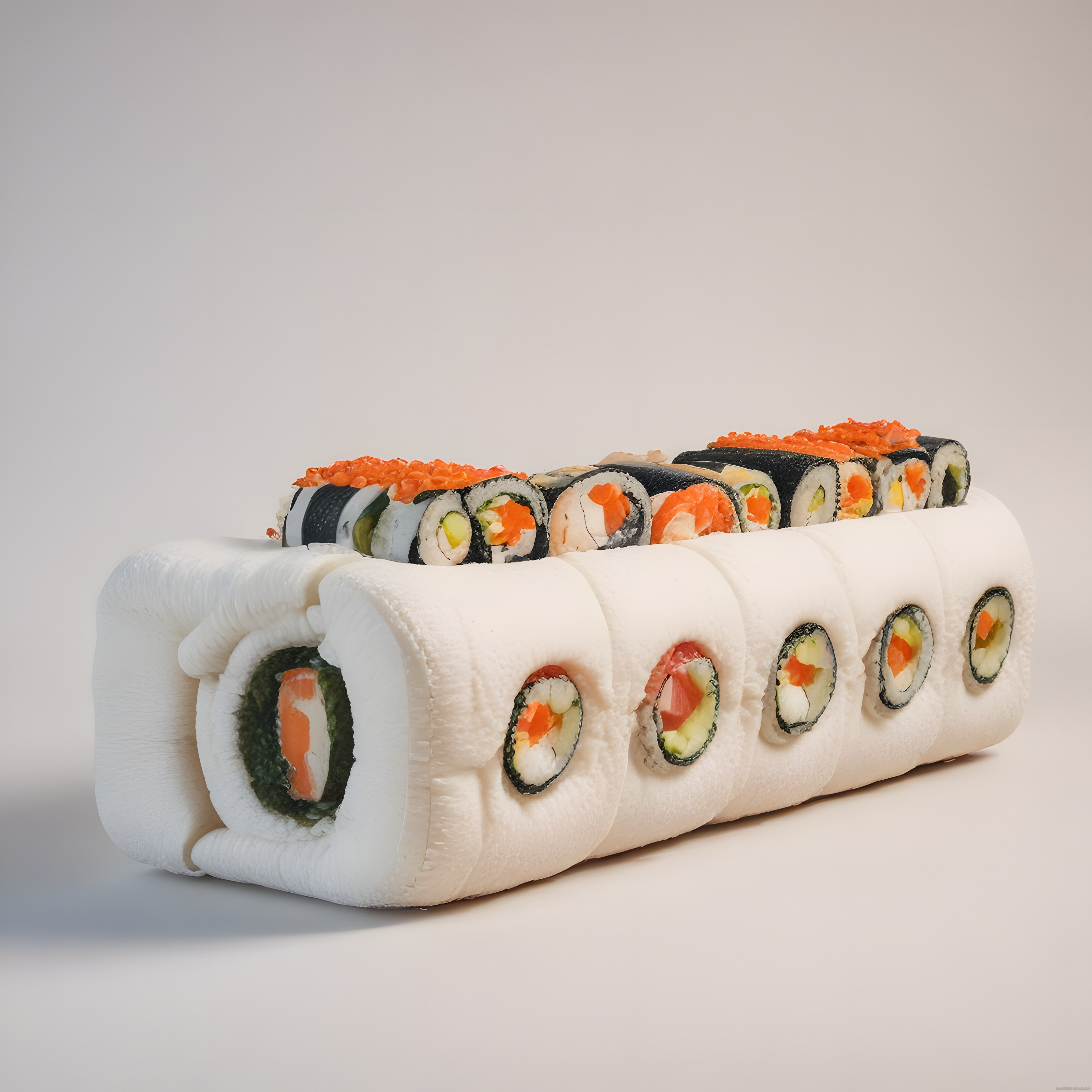 Sushi Motifli Dijital Rulo Tasarımı ve Modern Sanatsal Konsept Çalışması
