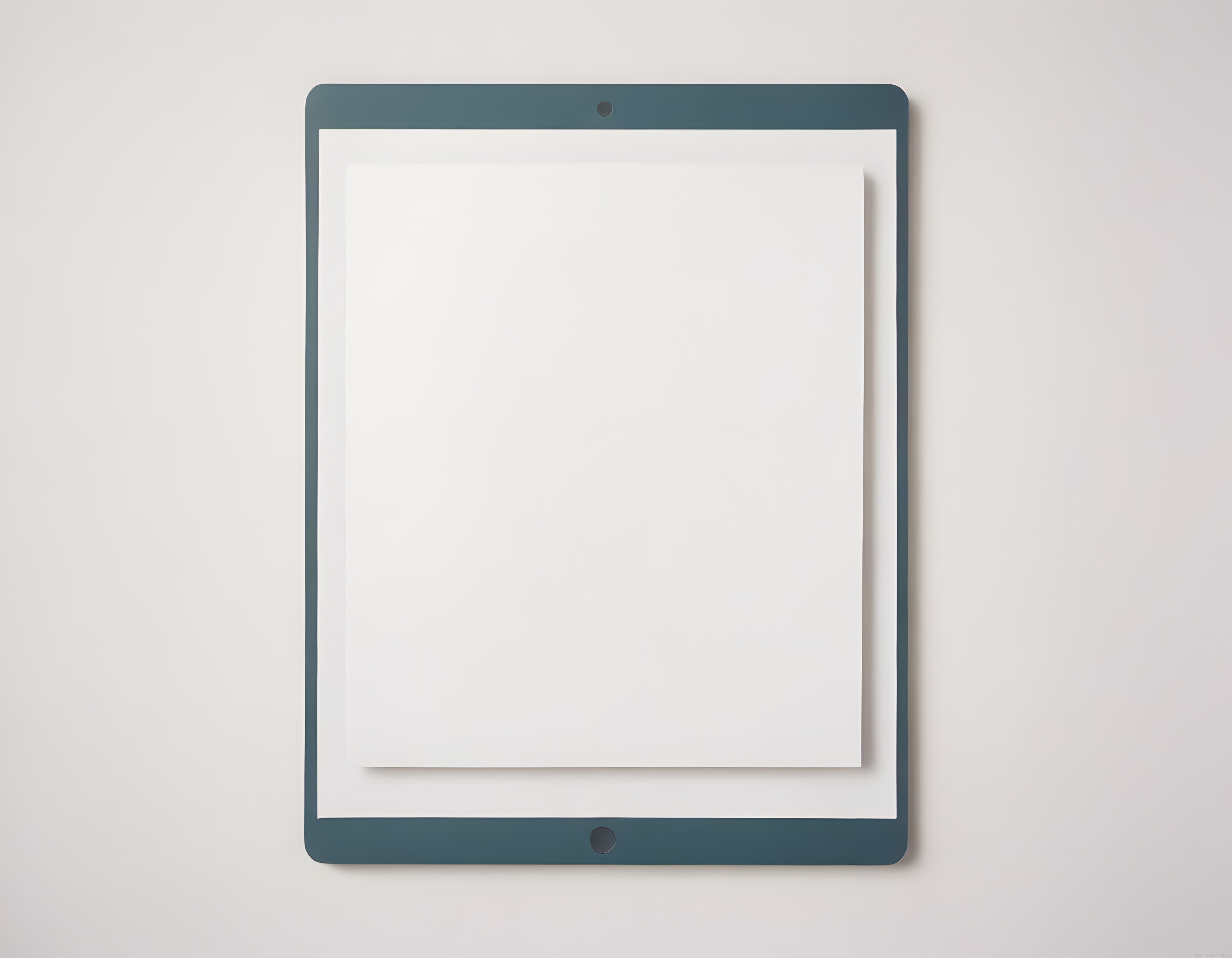 Tablet mockup şablonu: Dijital proje sunumu için temiz beyaz ekranlı cihaz