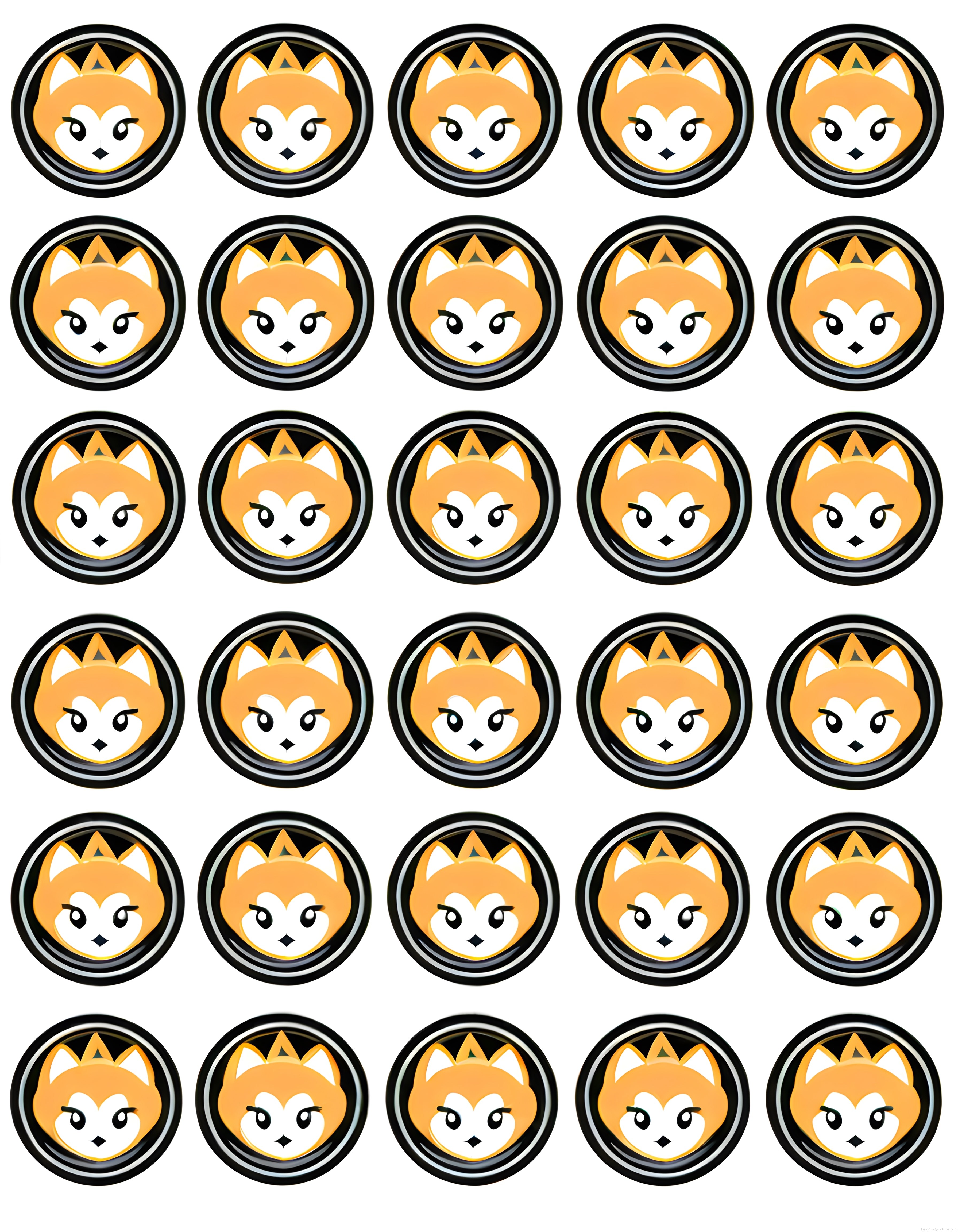 Taçlı Shiba Inu Kripto Para İkonlarının Düzenli Dizilimi ve Meme Coin Teması