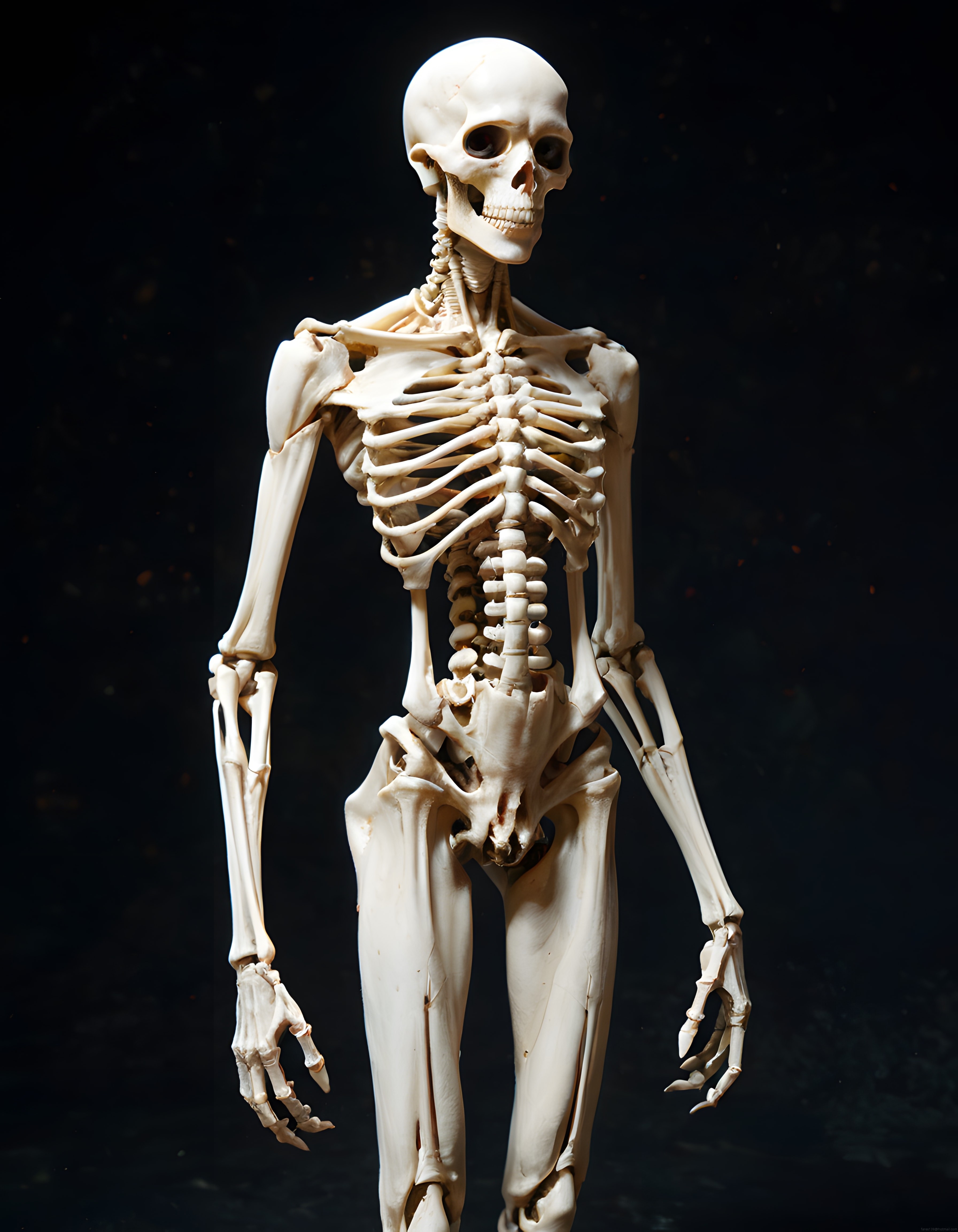 Tam Boy İnsan İskeleti Karanlık Arka Planda Anatomi ve Biyoloji Çalışması