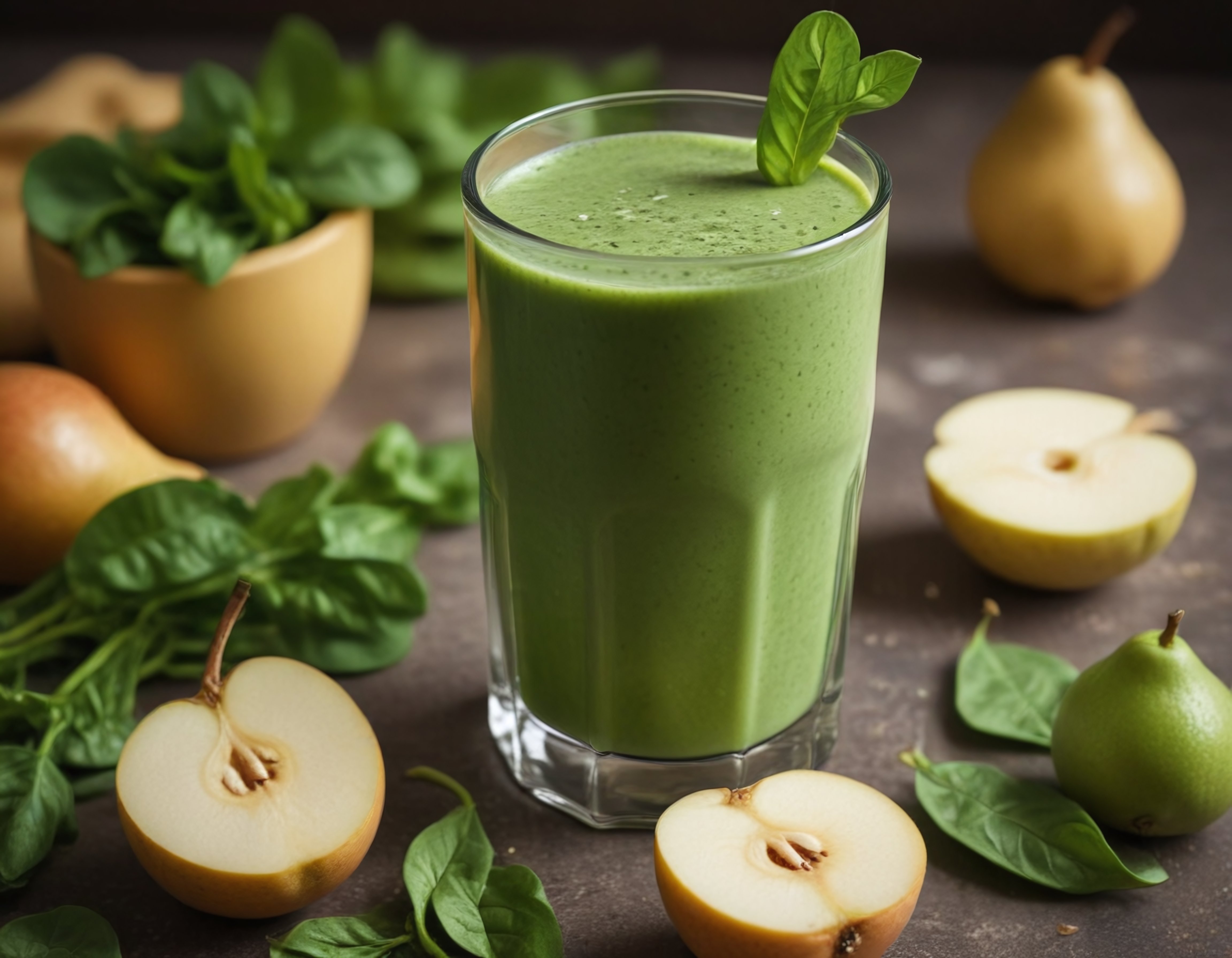 Taptaze Armut ve Ispanaklı Yeşil Smoothie ile Doğal Beslenme