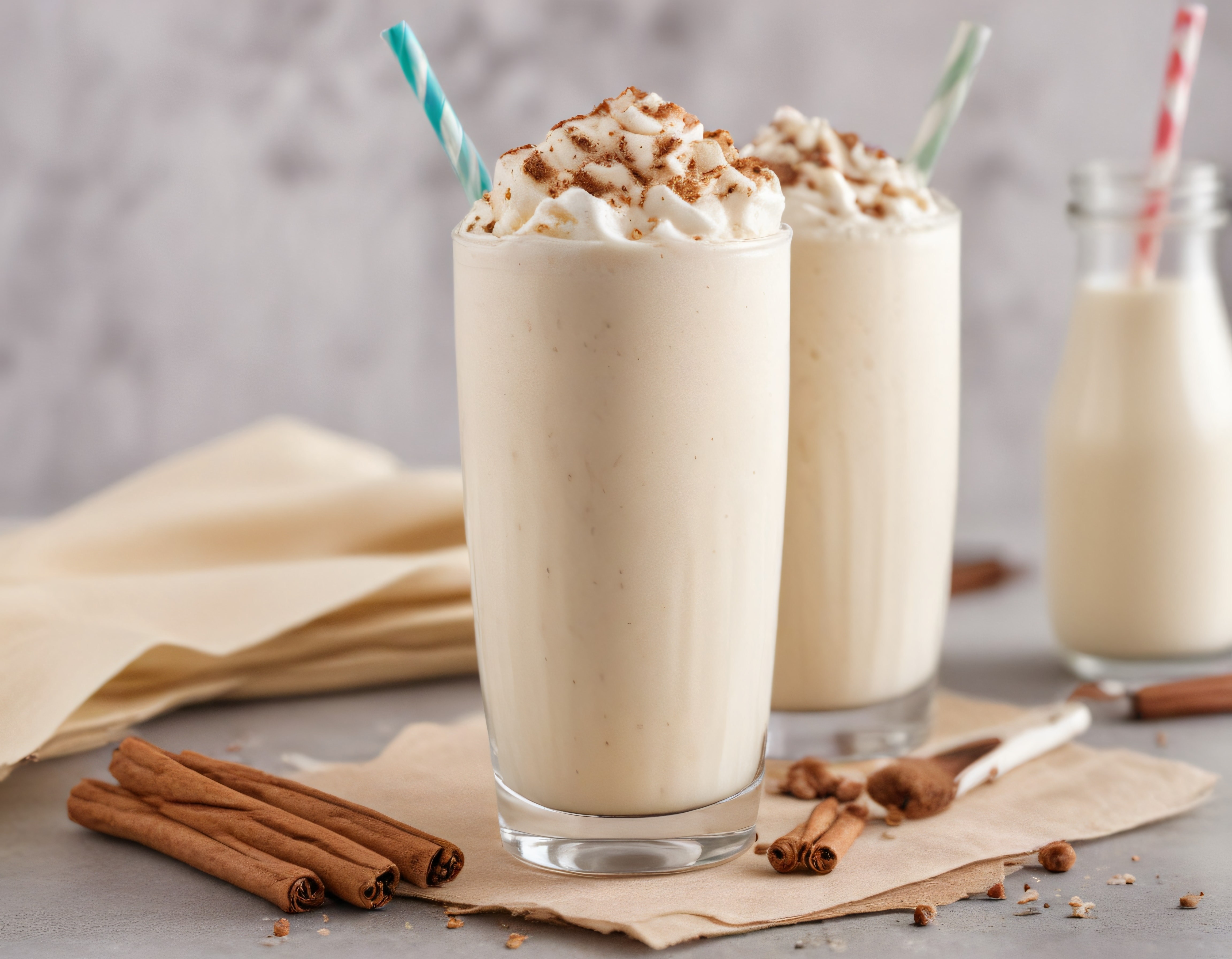 Tarçınlı Kremalı Soğuk İçecek: Ev Yapımı Milkshake ve Tatlı Sunumu