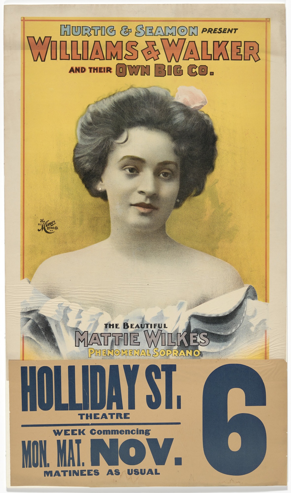 Tarihi Vaudeville Tiyatro Afişi: Mattie Wilkes Holliday St. Theatre Sahnesi