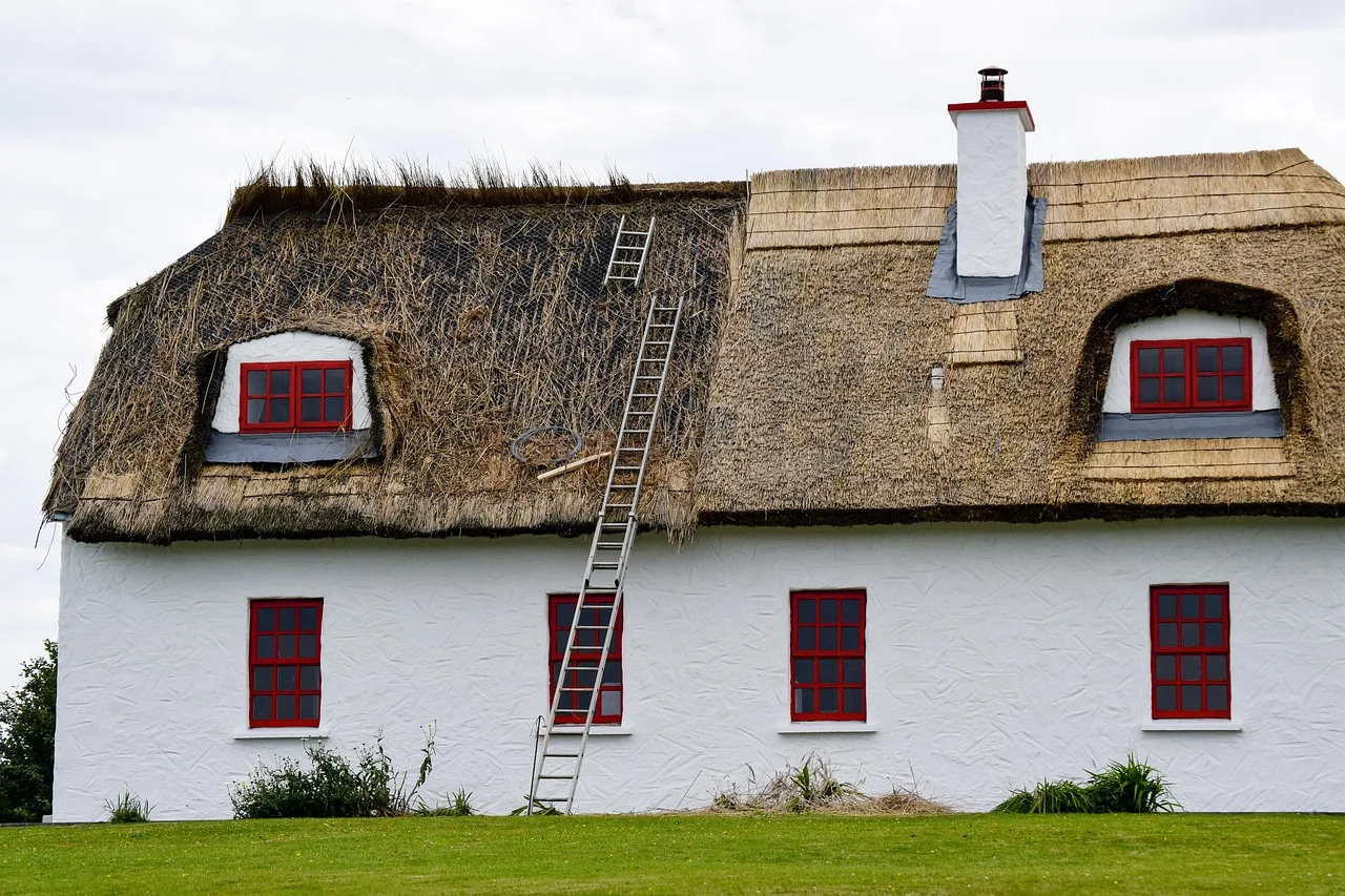 Taş ev manzarası geleneksel İrlanda kır evi
