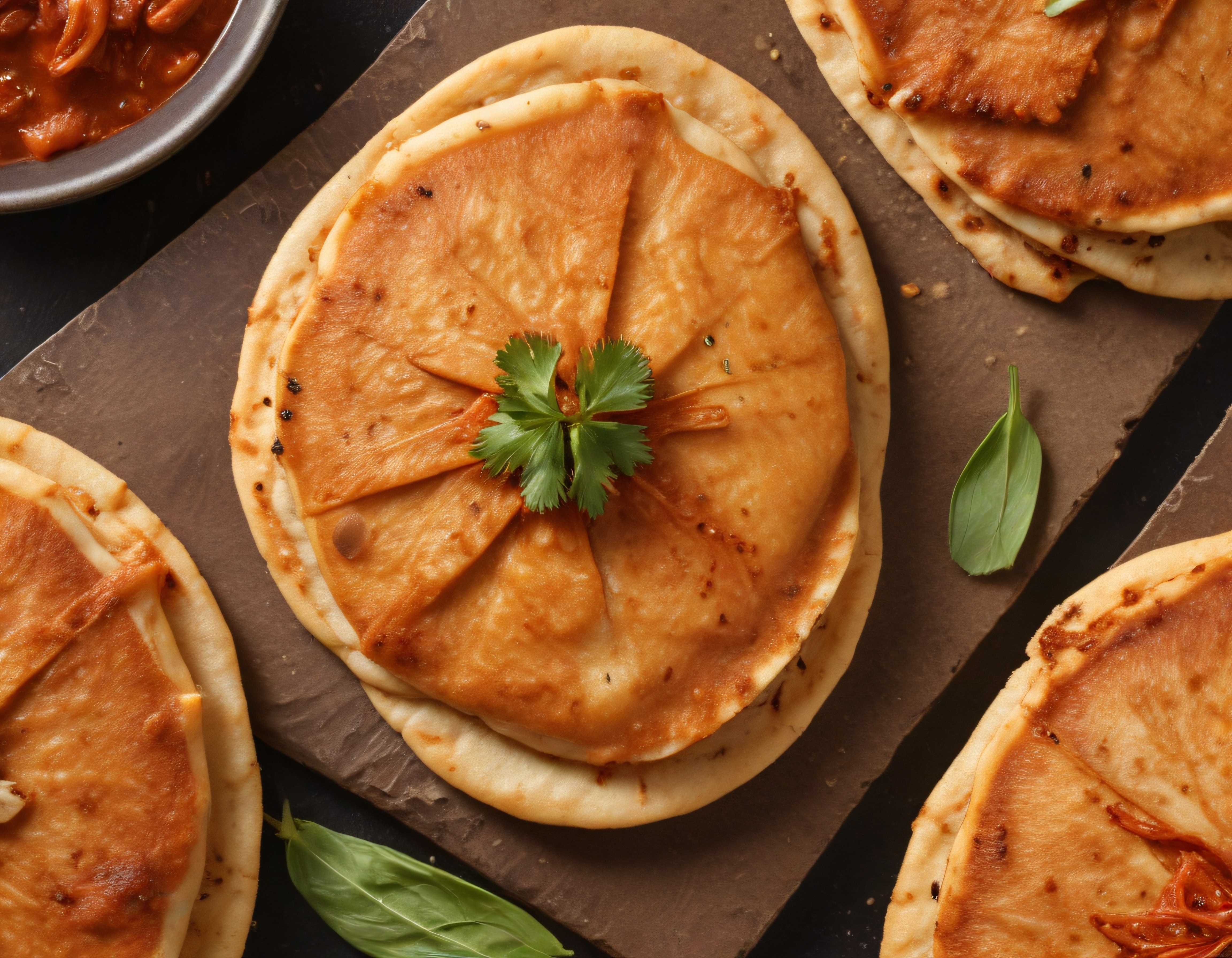 Taş Fırın Mini Pizzalar: Ev Yapımı Domates Soslu ve Fesleğenli Atıştırmalık