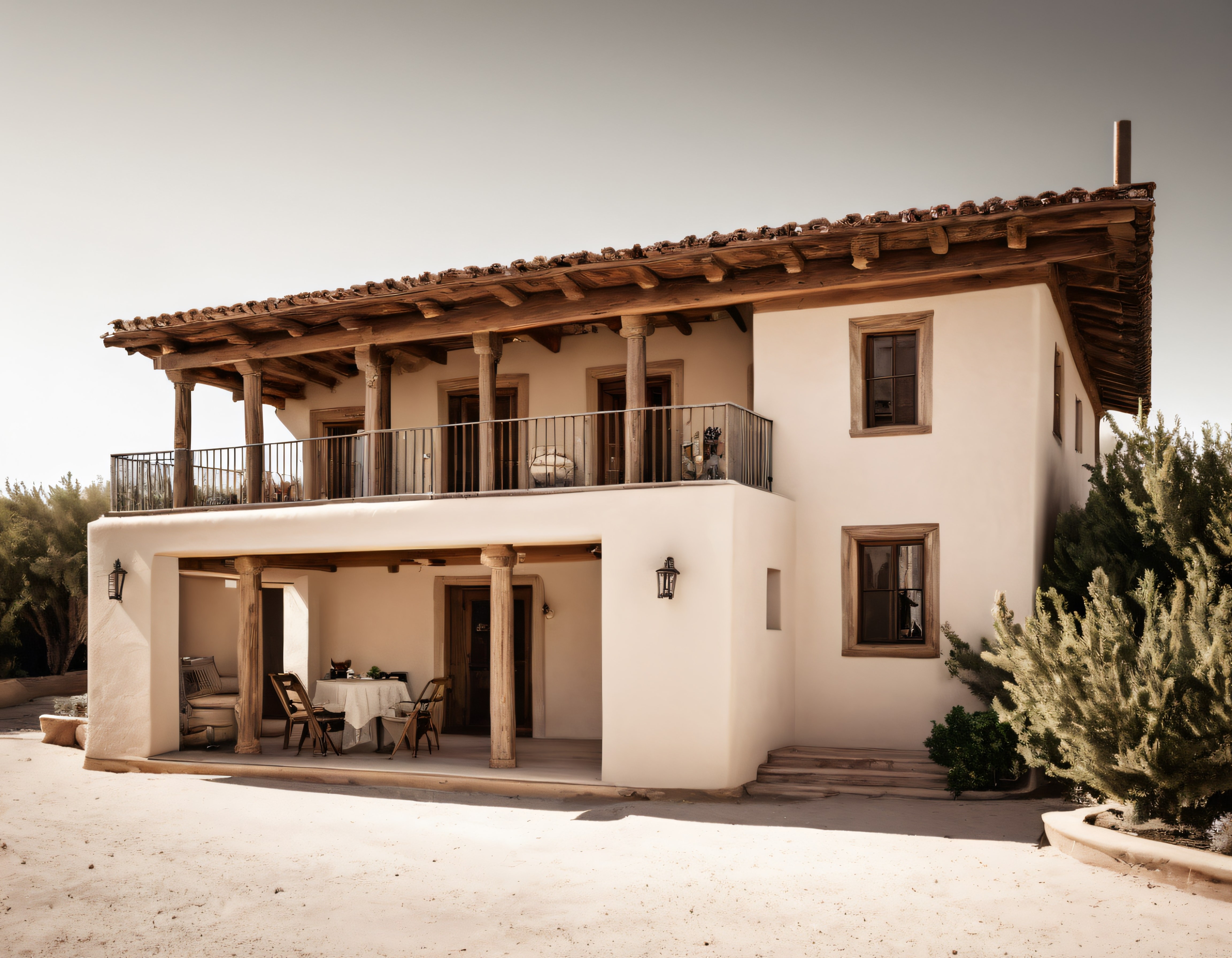 Taş ve Ahşap Detaylı Rustik Villa: Sıcak Tonda Ege ve Akdeniz Mimari Örneği