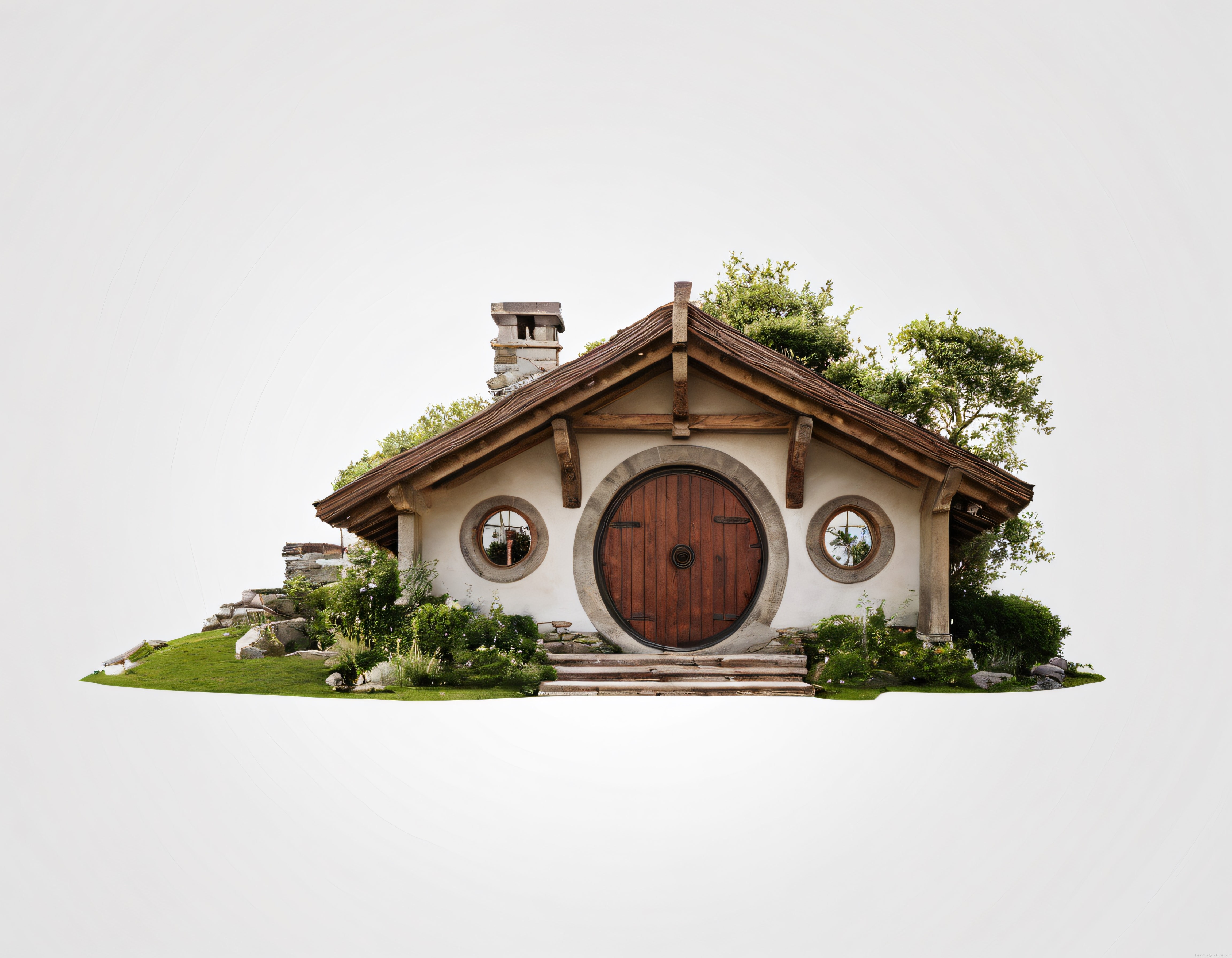 Tasarım Harikası Peri Masalı Evi: Yuvarlak Kapılı ve Yeşil Çatılı Hobbit Evi