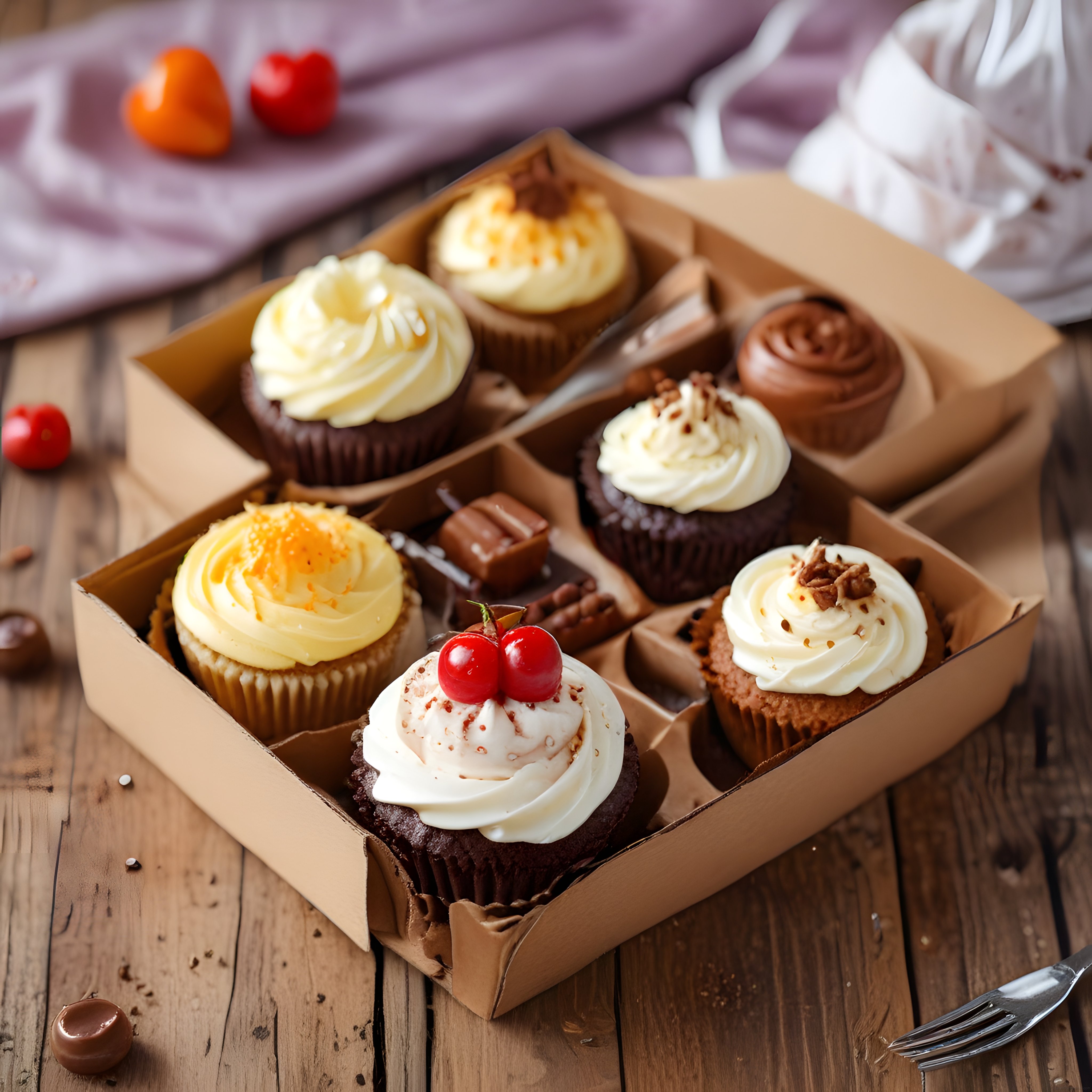 Tatlı Krizine Son Veren Renkli Cupcake Kutusu: Çikolata, Krema ve Kiraz
