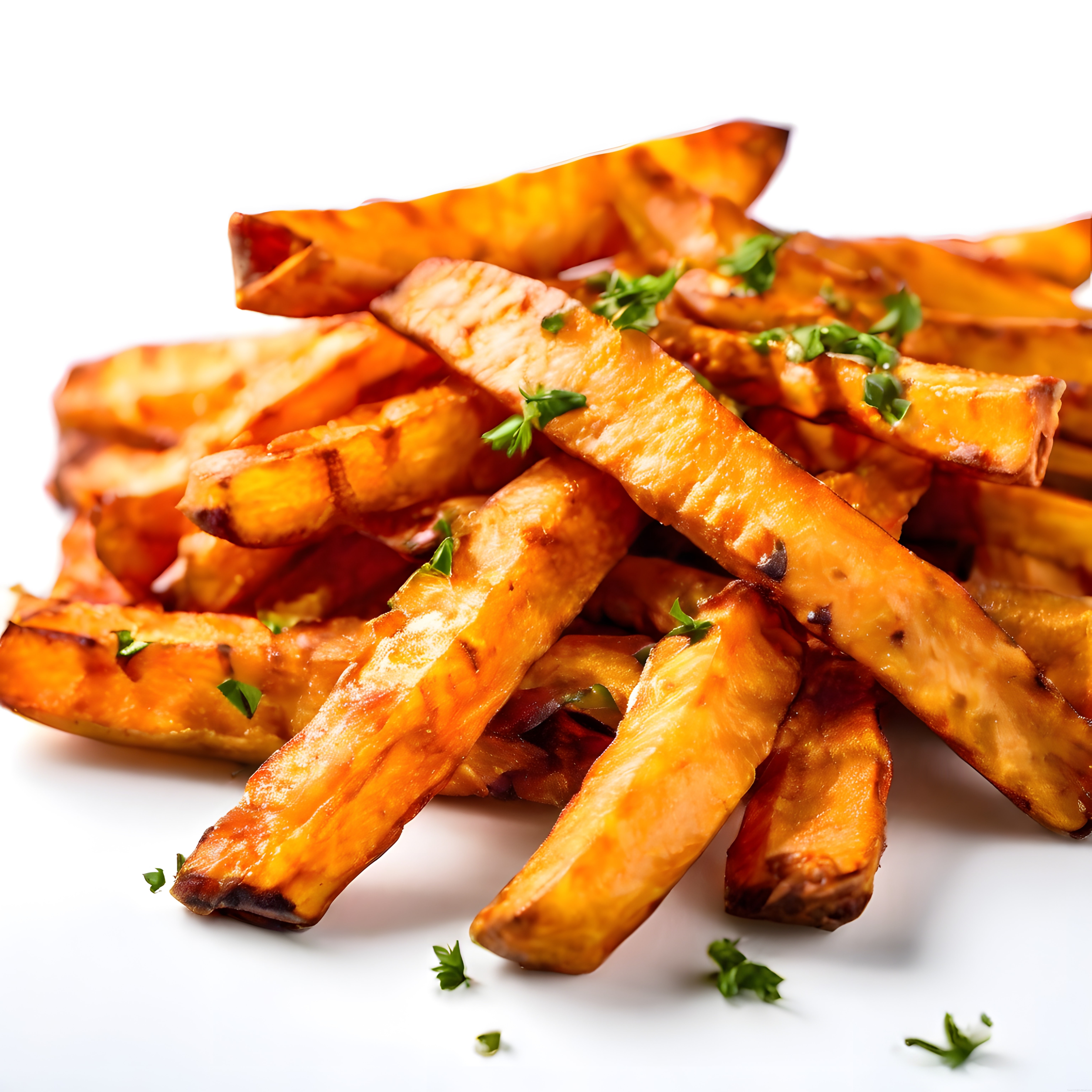 Tatlı Patates Kızartması: Fırında Çıtır Dilimler ve Taze Yeşillikler
