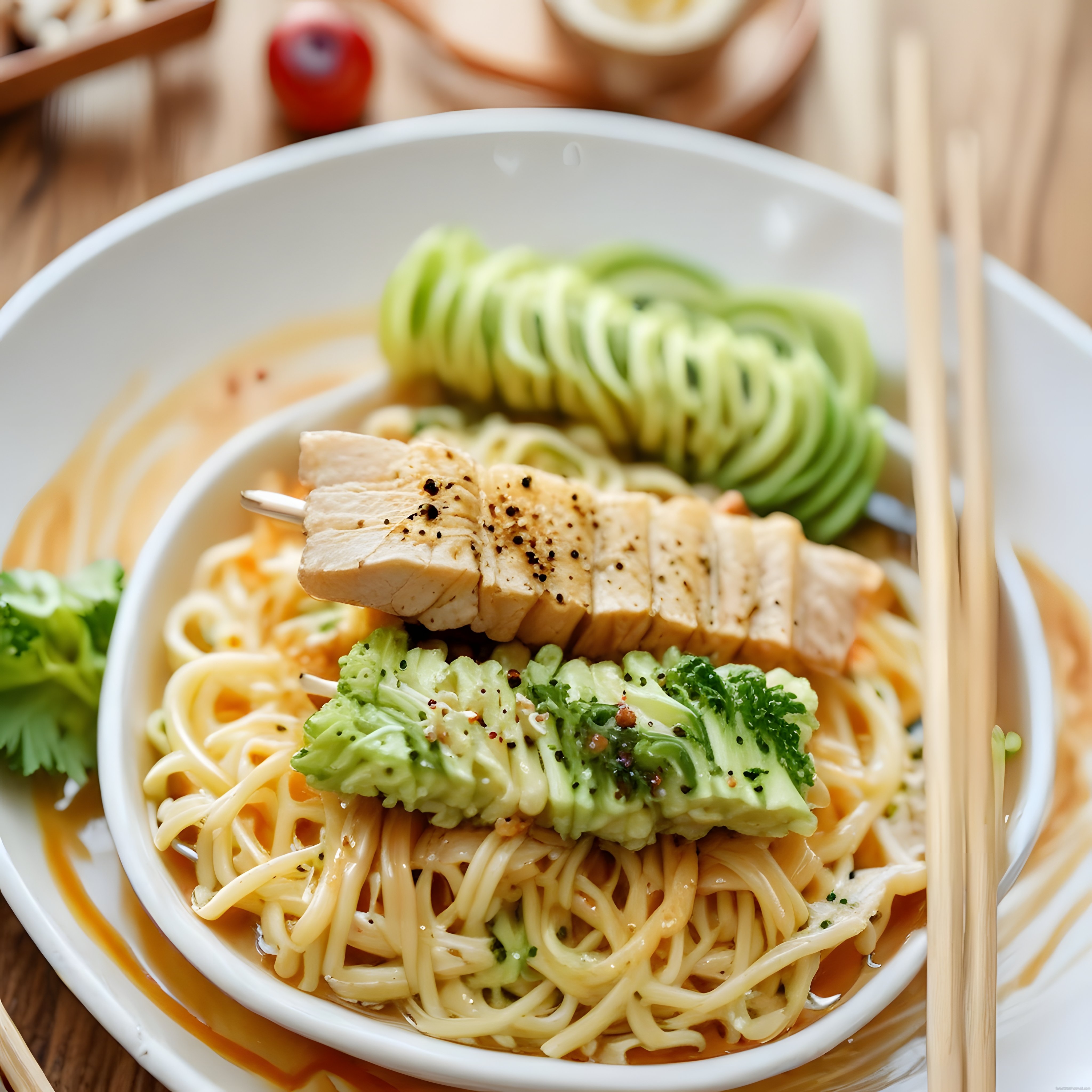 Tavuklu Avokadolu ve Brokolili Noodle Kasesi: Sağlıklı Asya Mutfağı Lezzeti