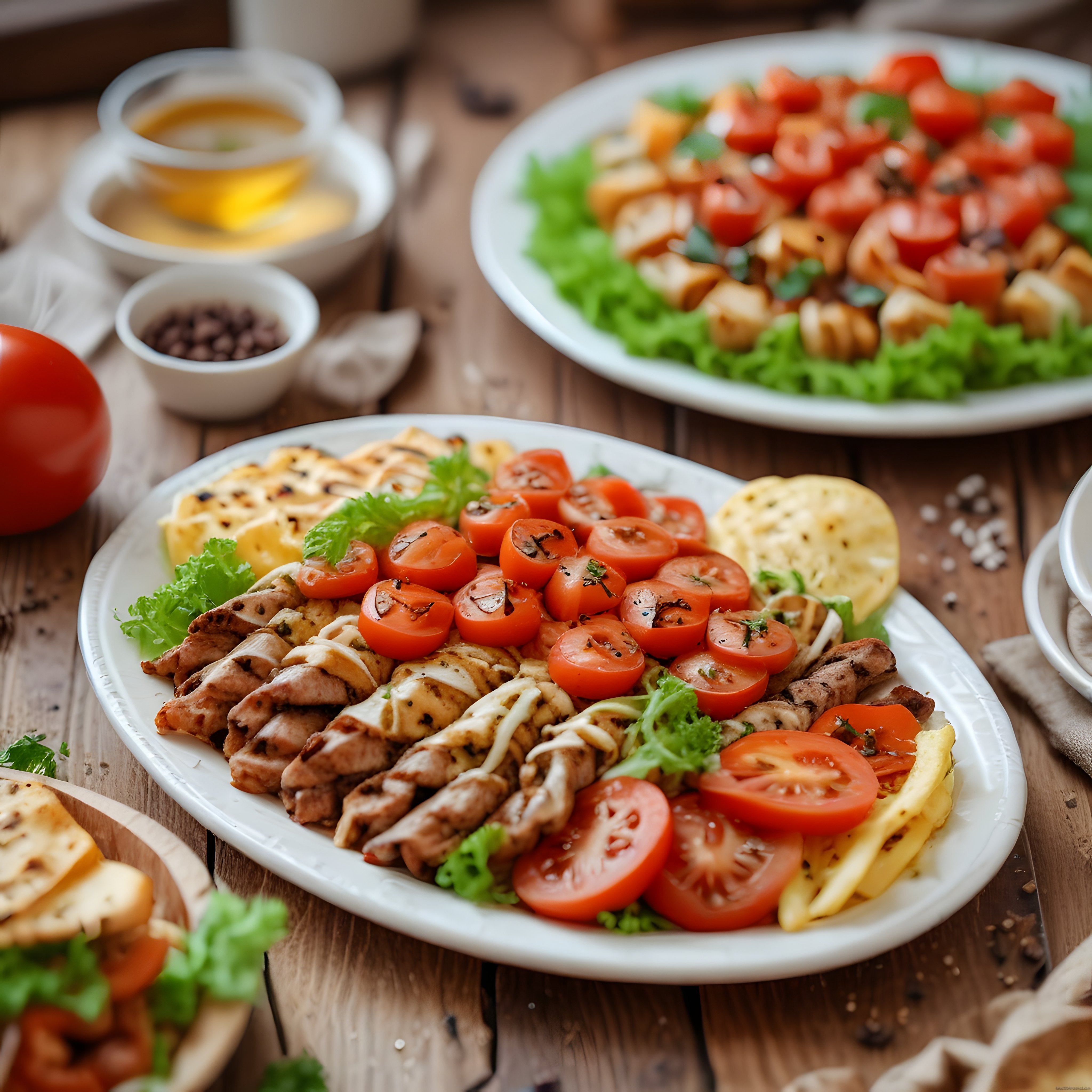 Tavuklu Izgara Peynir ve Domates Salatası: Sağlıklı ve Lezzetli Sunum