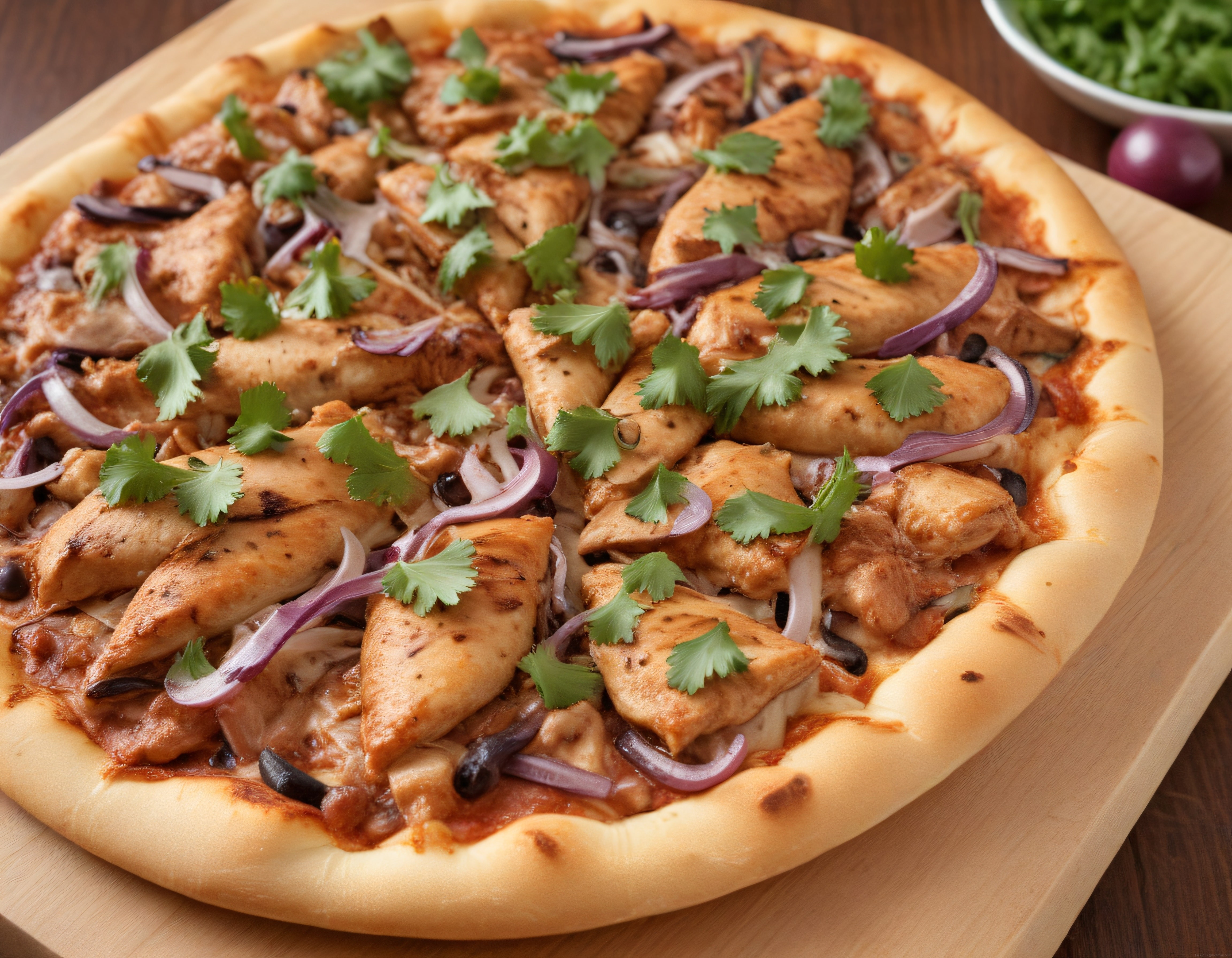 Tavuklu, Kırmızı Soğanlı ve Taze Kişnişli Nefis Ev Yapımı Pizza Tarifi