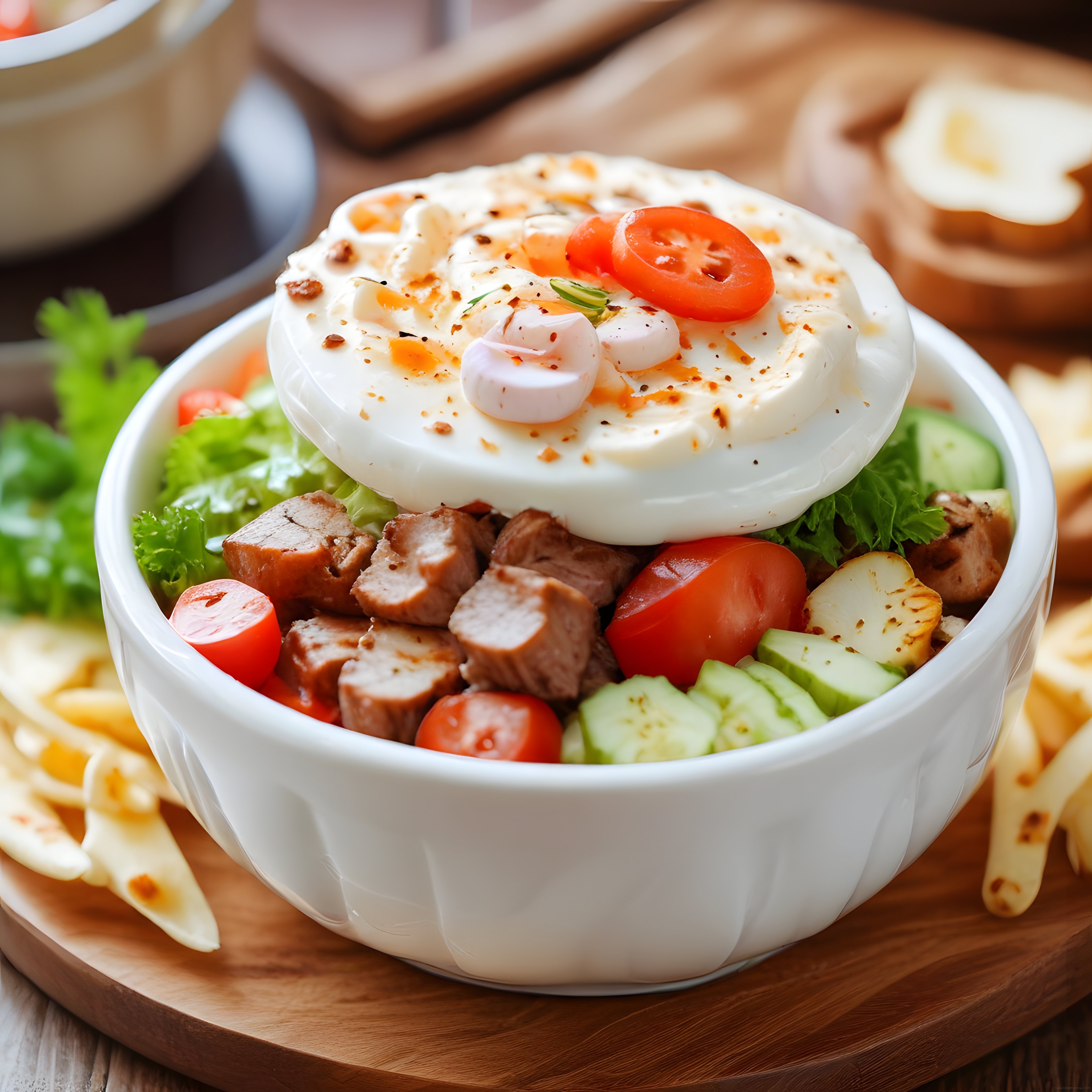 Tavuklu Protein Bowl ve Yoğurt Soslu Besleyici Salata Kasesi