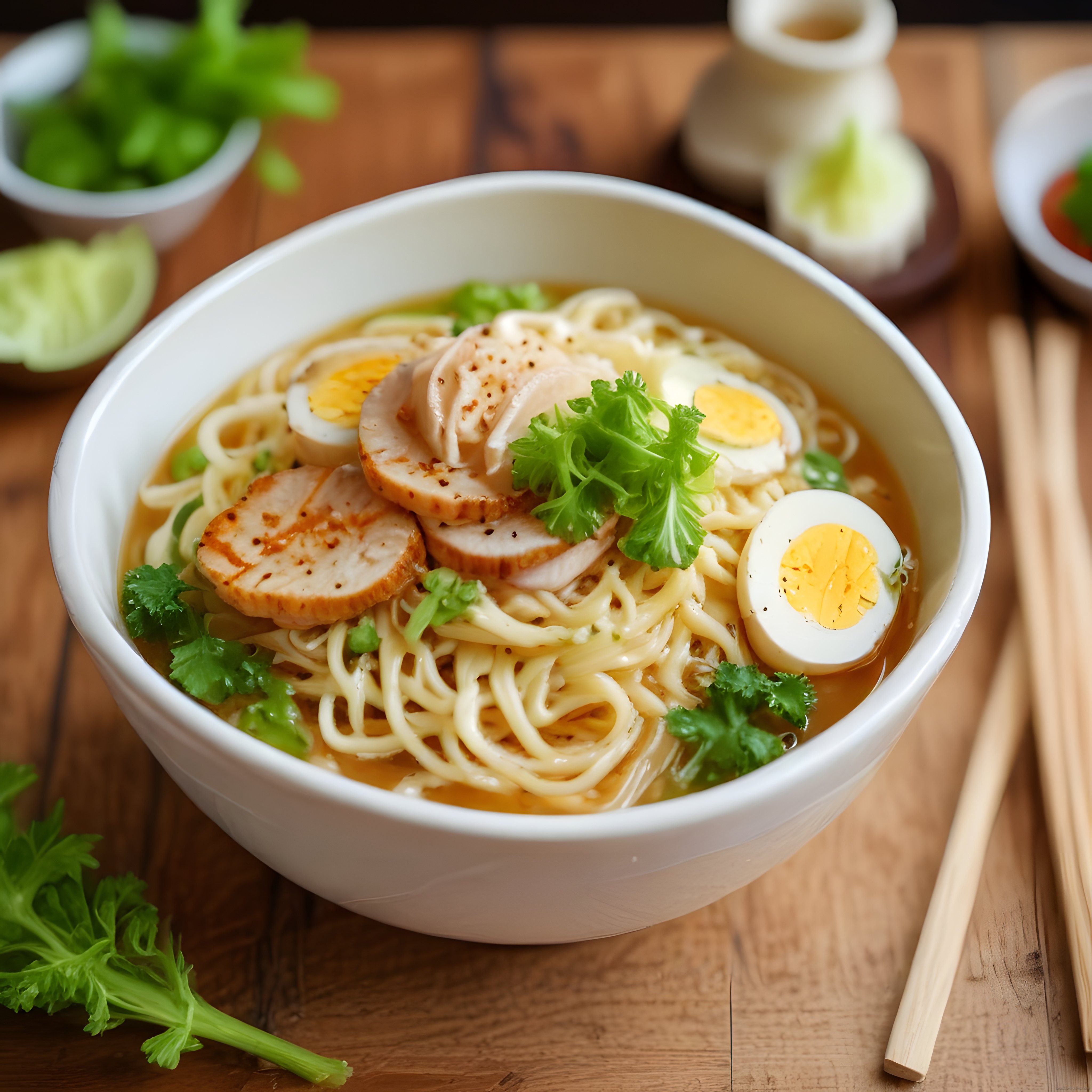 Tavuklu Ramen Çorbası: Haşlanmış Yumurta ve Taze Otlarla Asya Lezzeti