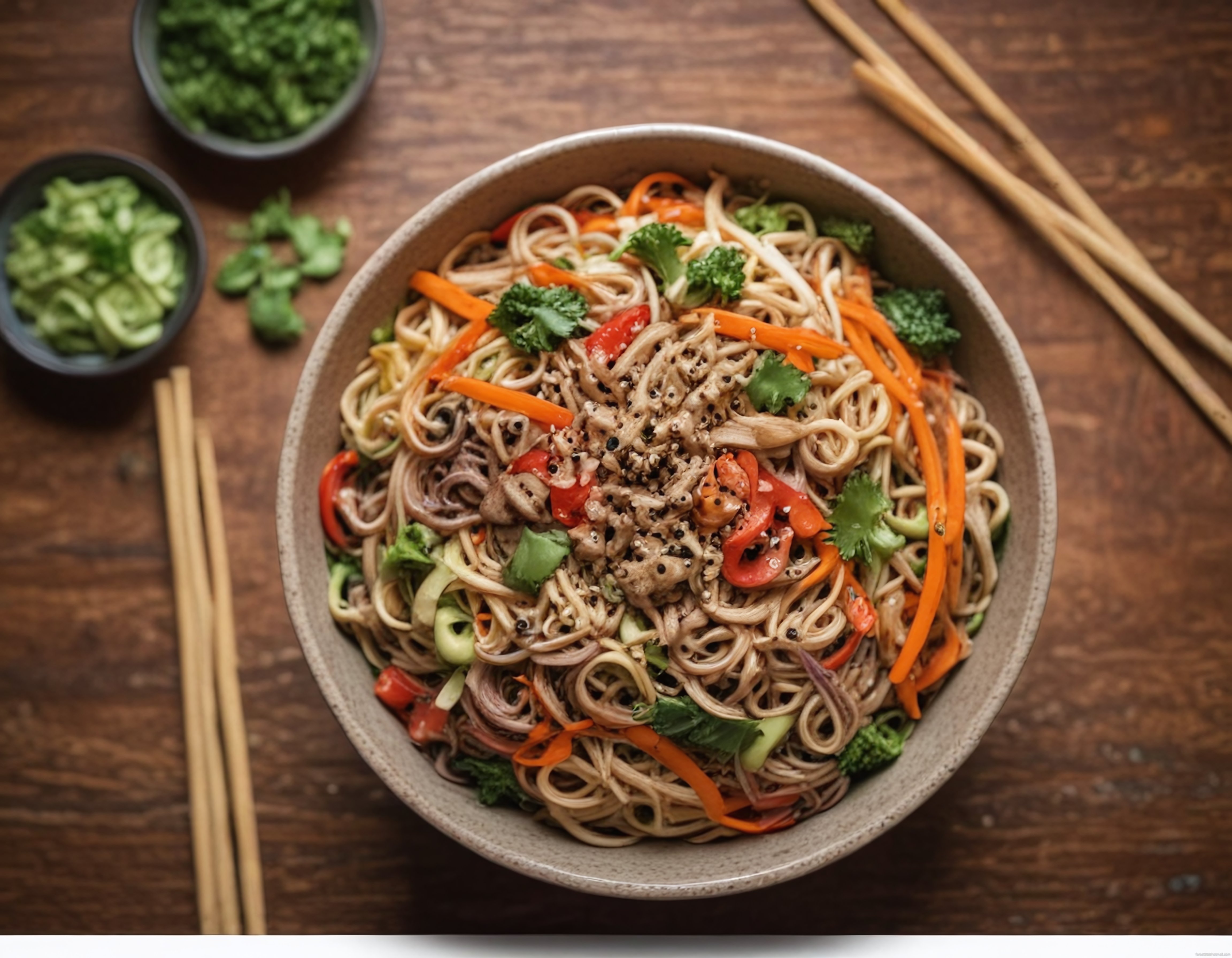 Tavuklu Sebzeli Noodle Kasesi: Asya Mutfağından Sağlıklı ve Renkli Bir Sunum