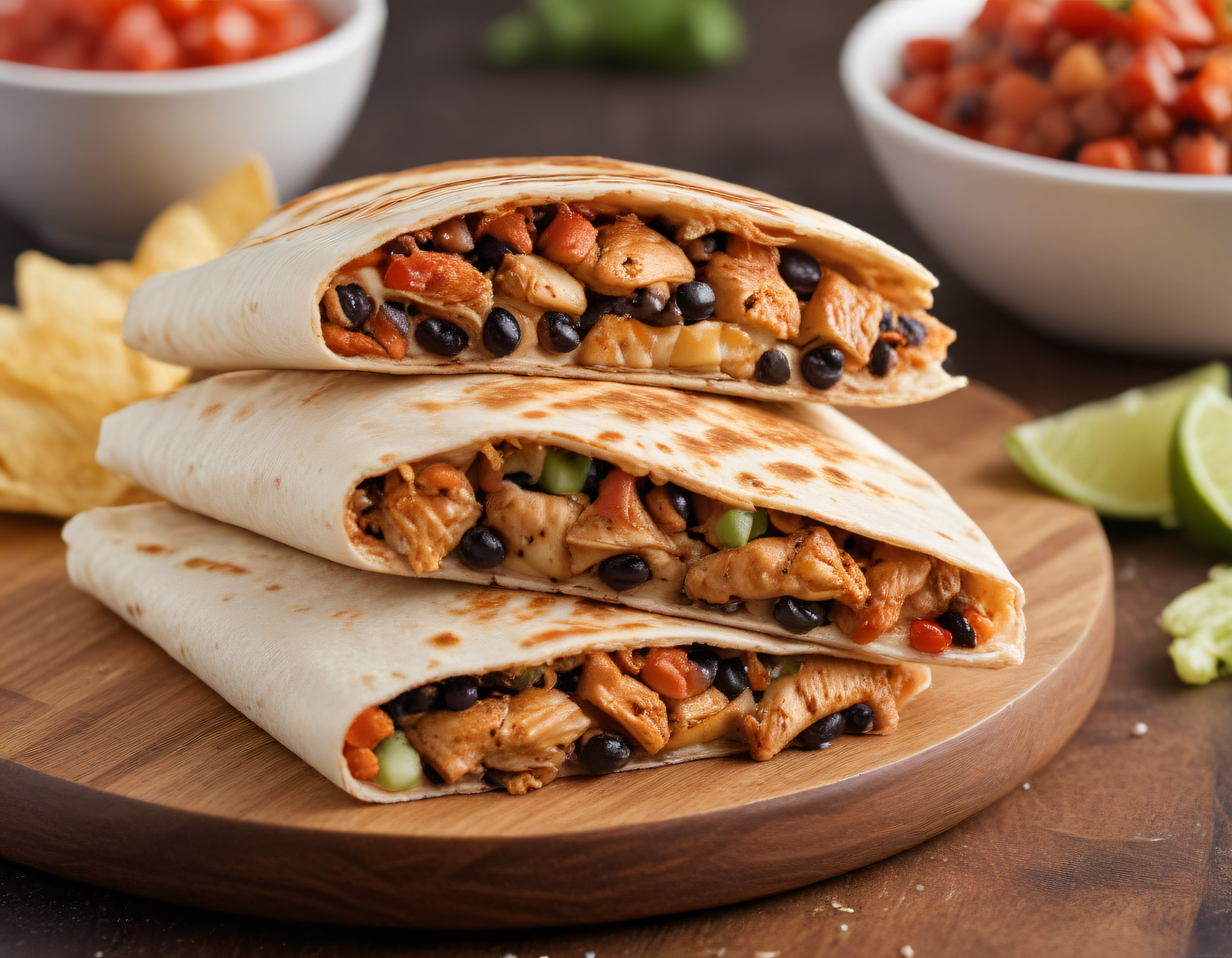 Tavuklu Siyah Fasulyeli ve Sebzeli Meksika Quesadilla Tarifi