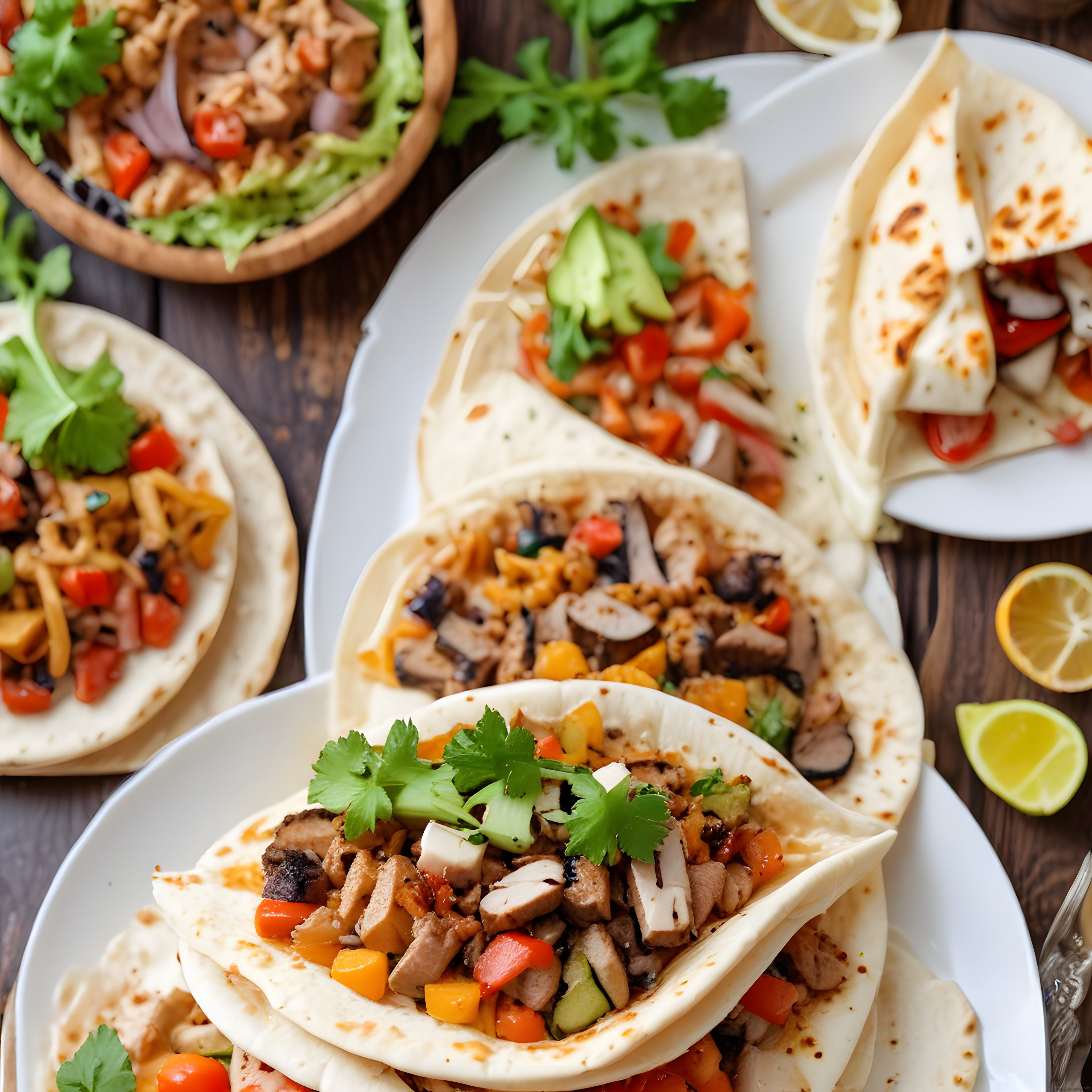 Tavuklu Taco Ve Fajita Sunumu: Meksika Mutfağının Renkli Lezzetleri