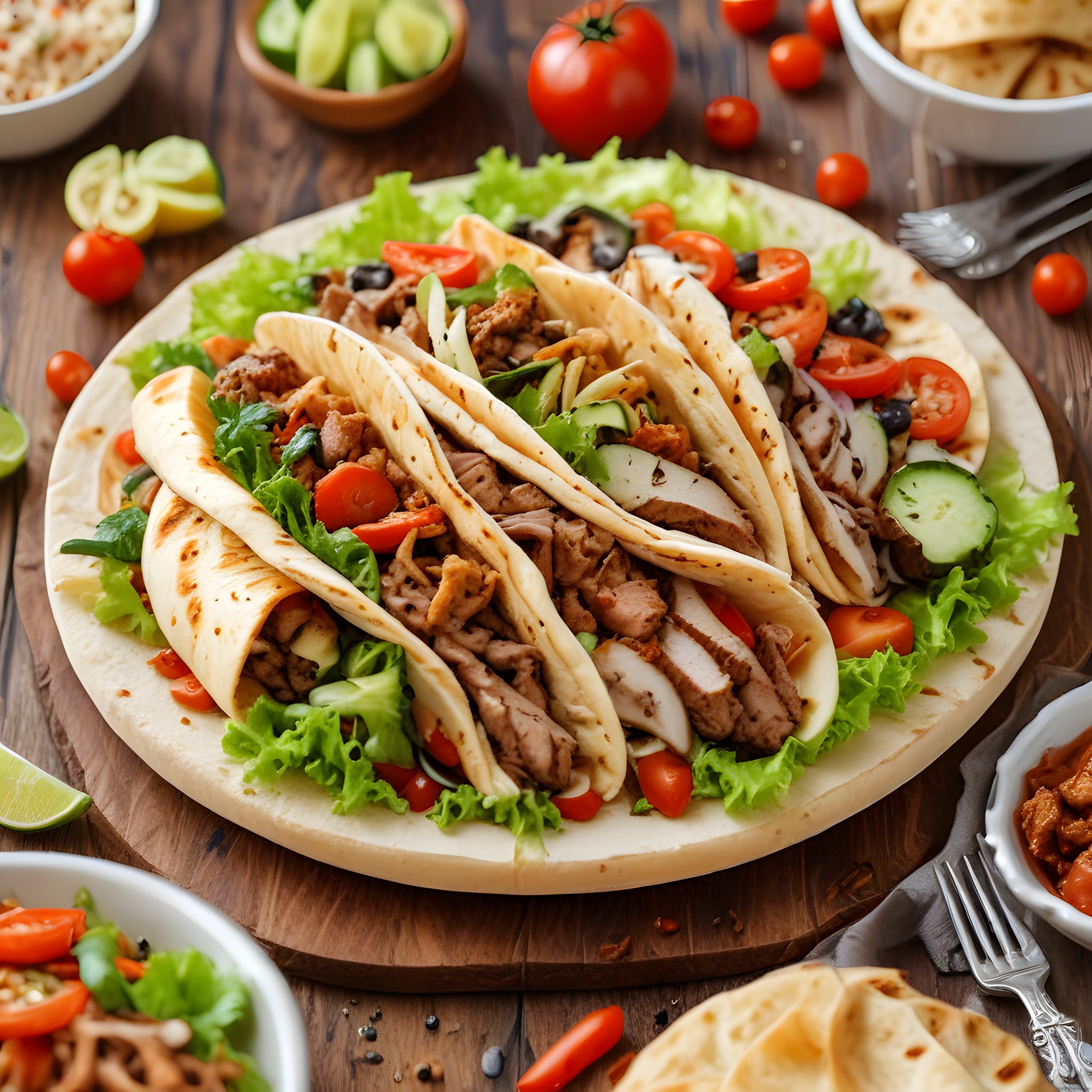 Tavuklu ve Etli Fajita Tacos: Meksika Lezzetiyle Dolu Şık Bir Sunum