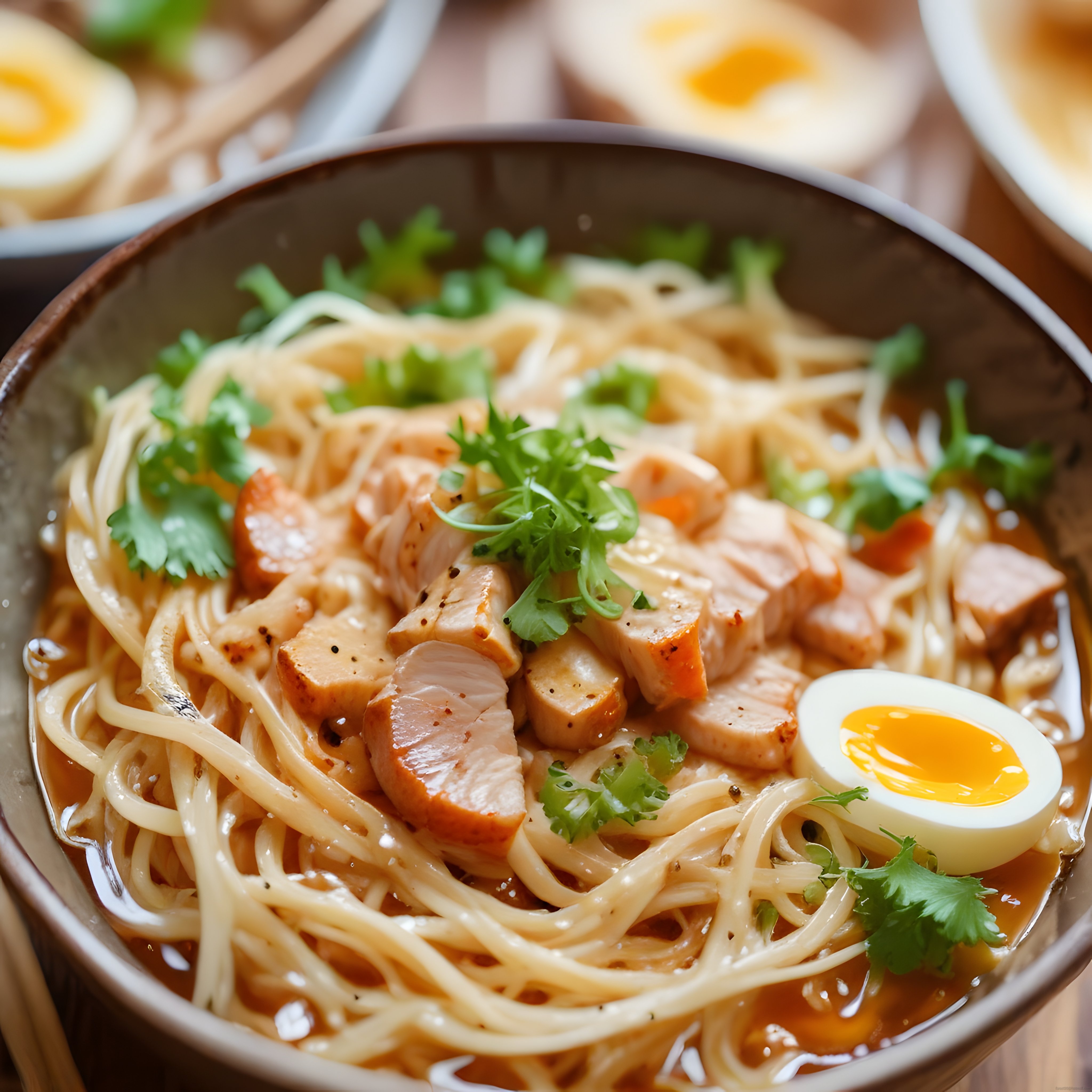Tavuklu ve Yumurtalı Sıcak Ramen Kasesi: Asya Mutfağından Ev Yapımı Çorba