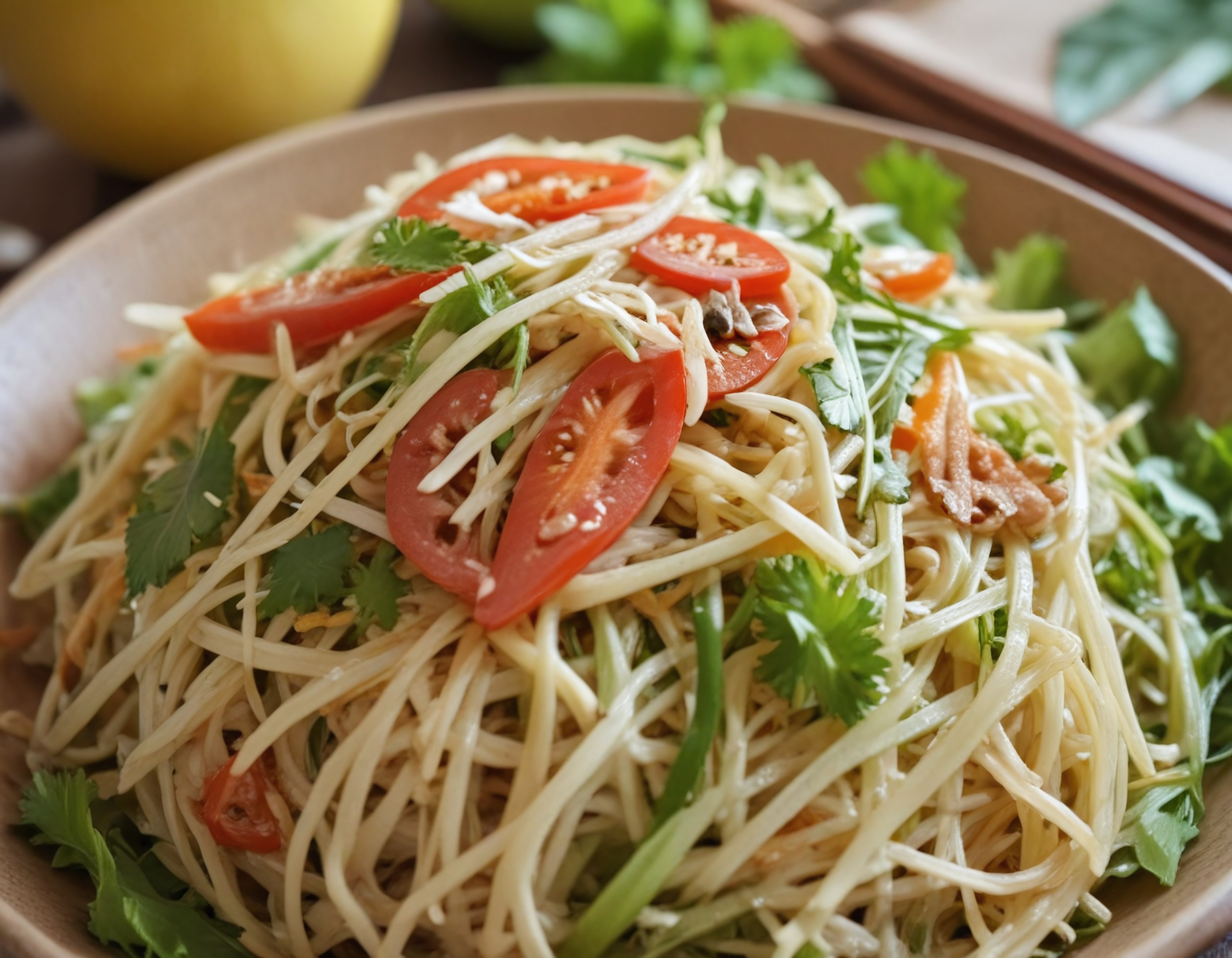 Tayland Mutfağından Taze Sebzeli ve Otsu Aromalı Noodle Salatası Tarifi