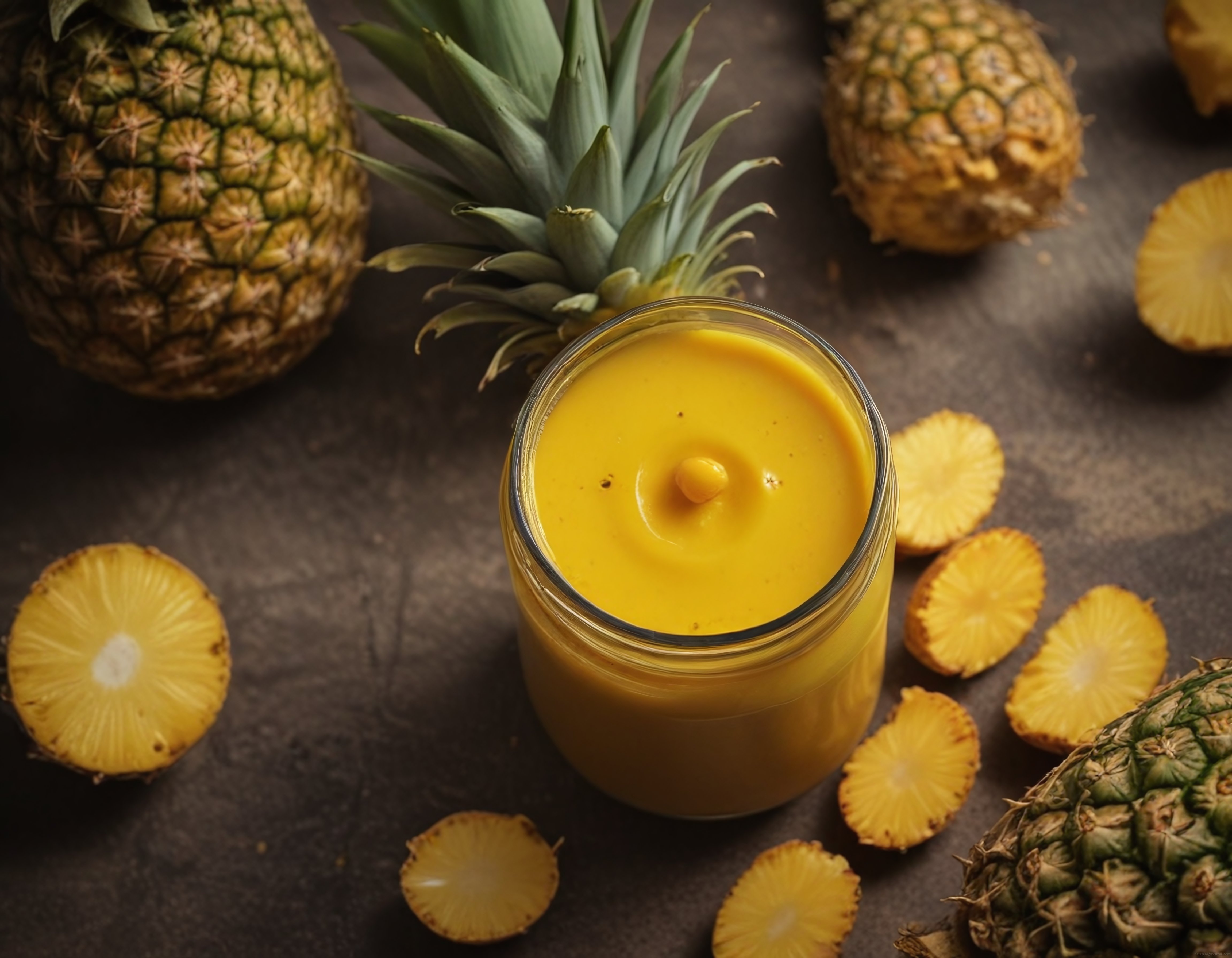 Taze Ananas Suyu: Dilimlenmiş Tropikal Meyvelerle Sağlıklı ve Serinletici Sunum