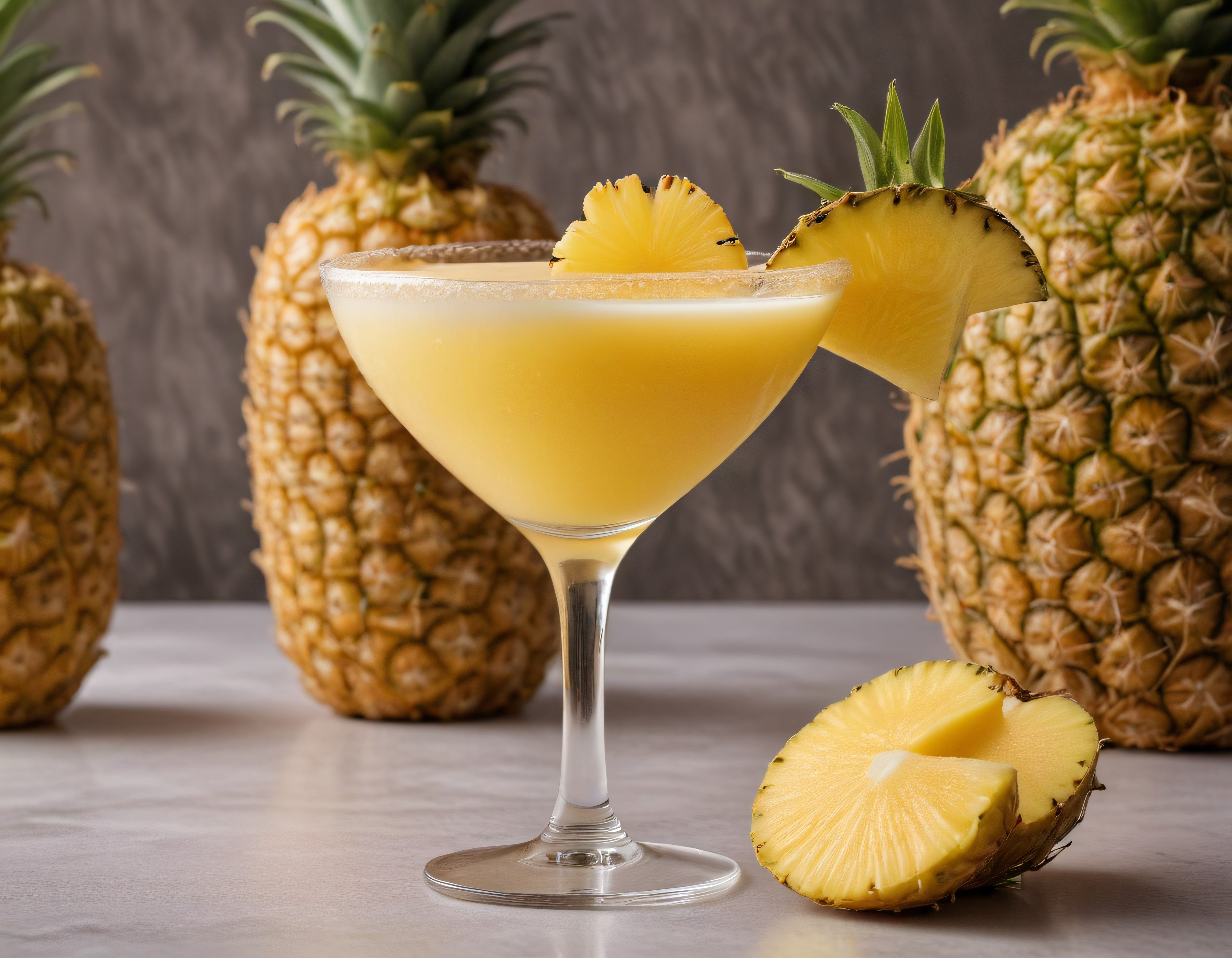 Taze Ananas Suyuyla Hazırlanan Tropikal Margarita Kokteyl Görseli