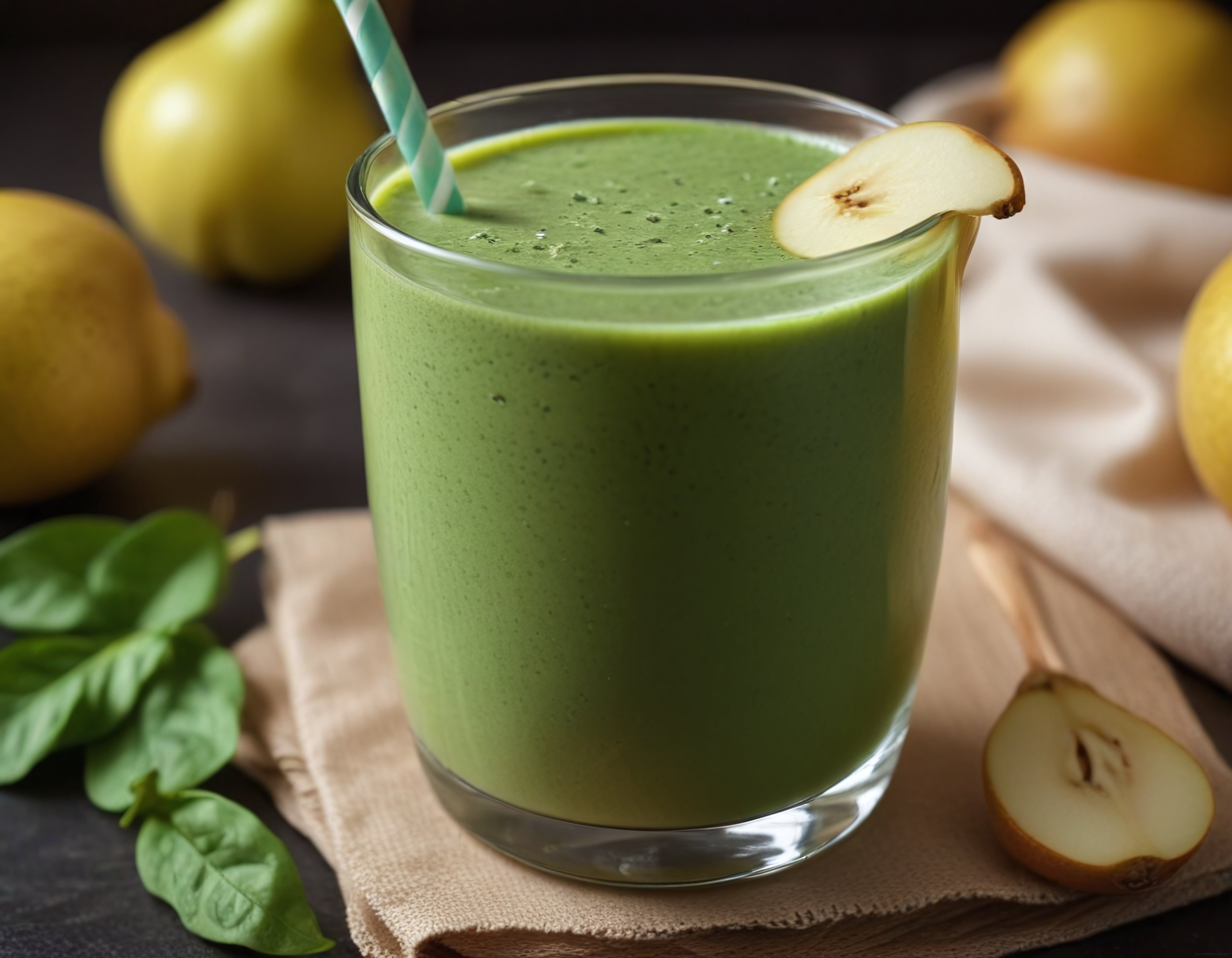 Taze Armut ve Ispanaklı Yeşil Smoothie ile Sağlıklı Güne Başlangıç