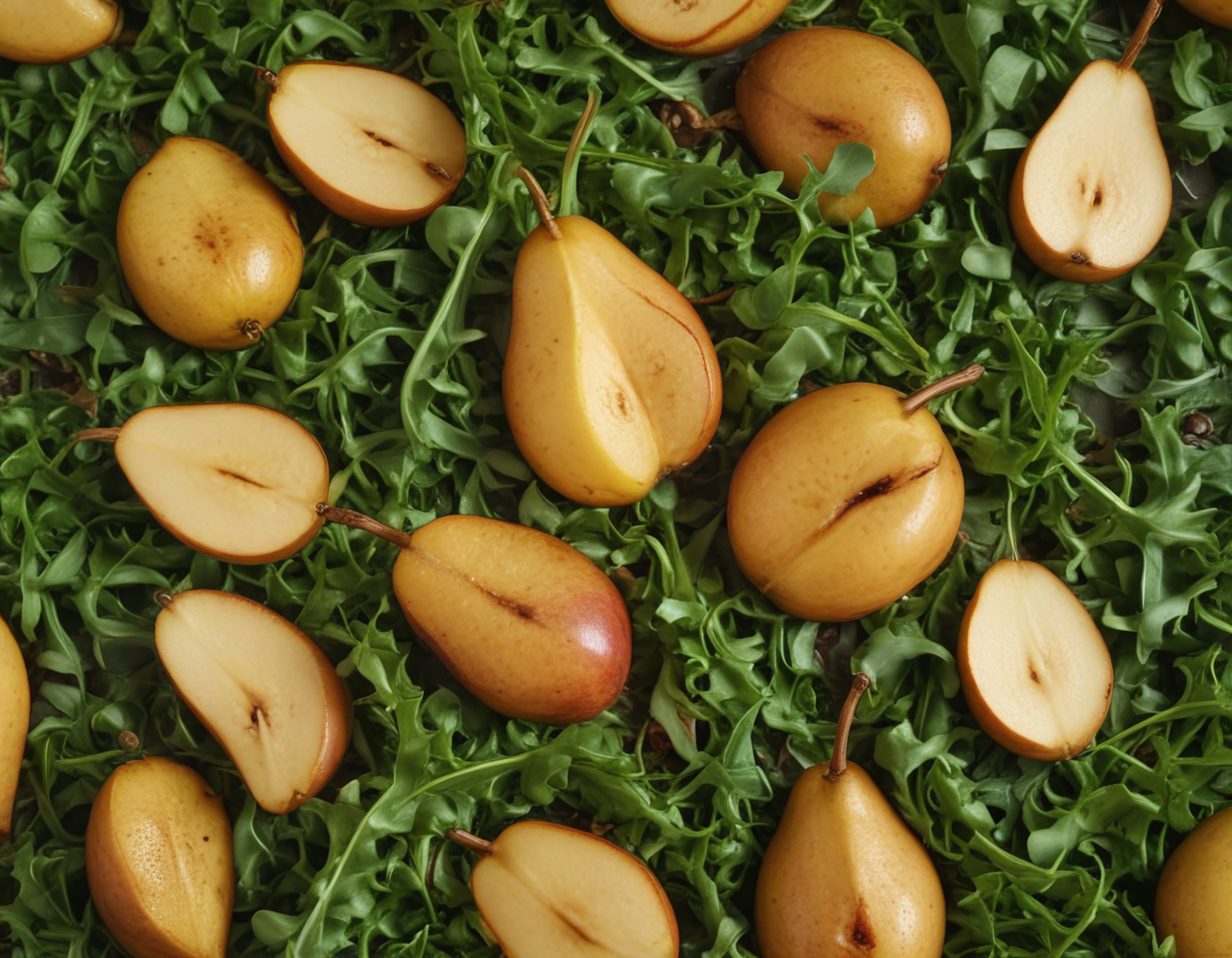 Taze Armut ve Roka Yapraklarıyla Hazırlanan Sağlıklı ve Besleyici Salata Sunumu