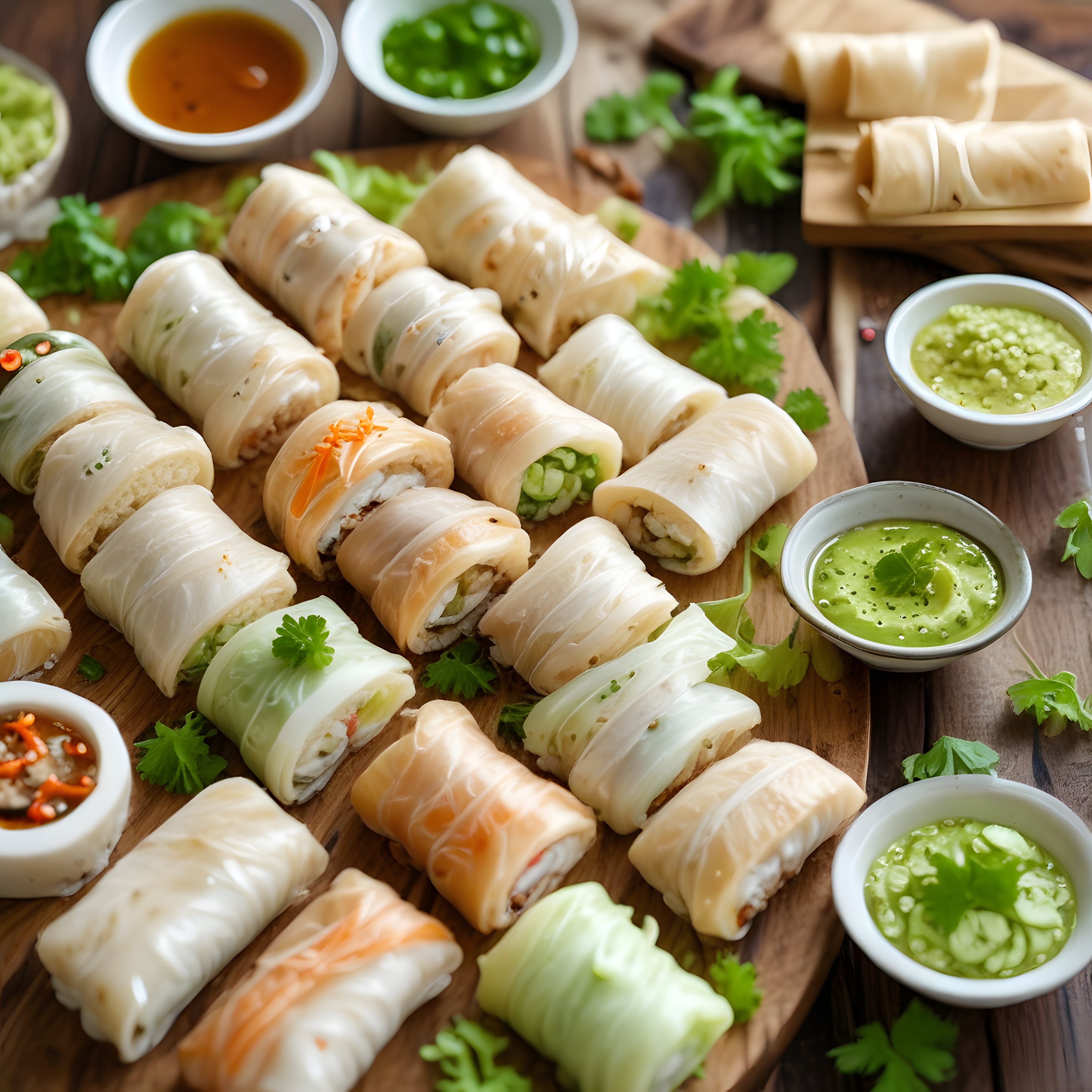 Taze Asya Börekleri: Sebzeli Rulo Spring Roll ve Yeşil Sos Eşliği