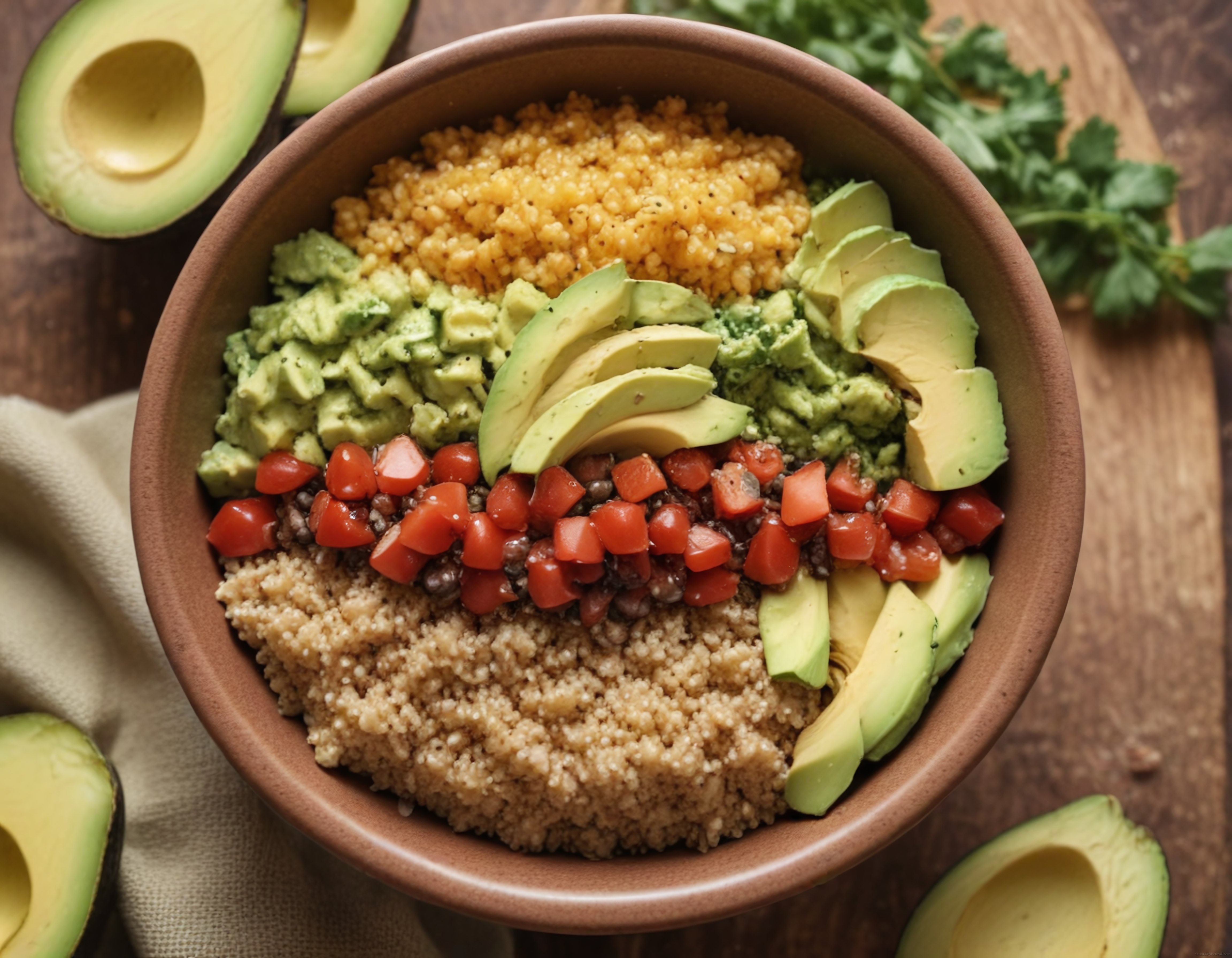 Taze Avokado ve Kinoa ile Hazırlanan Sağlıklı Vegan Kase Tarifi