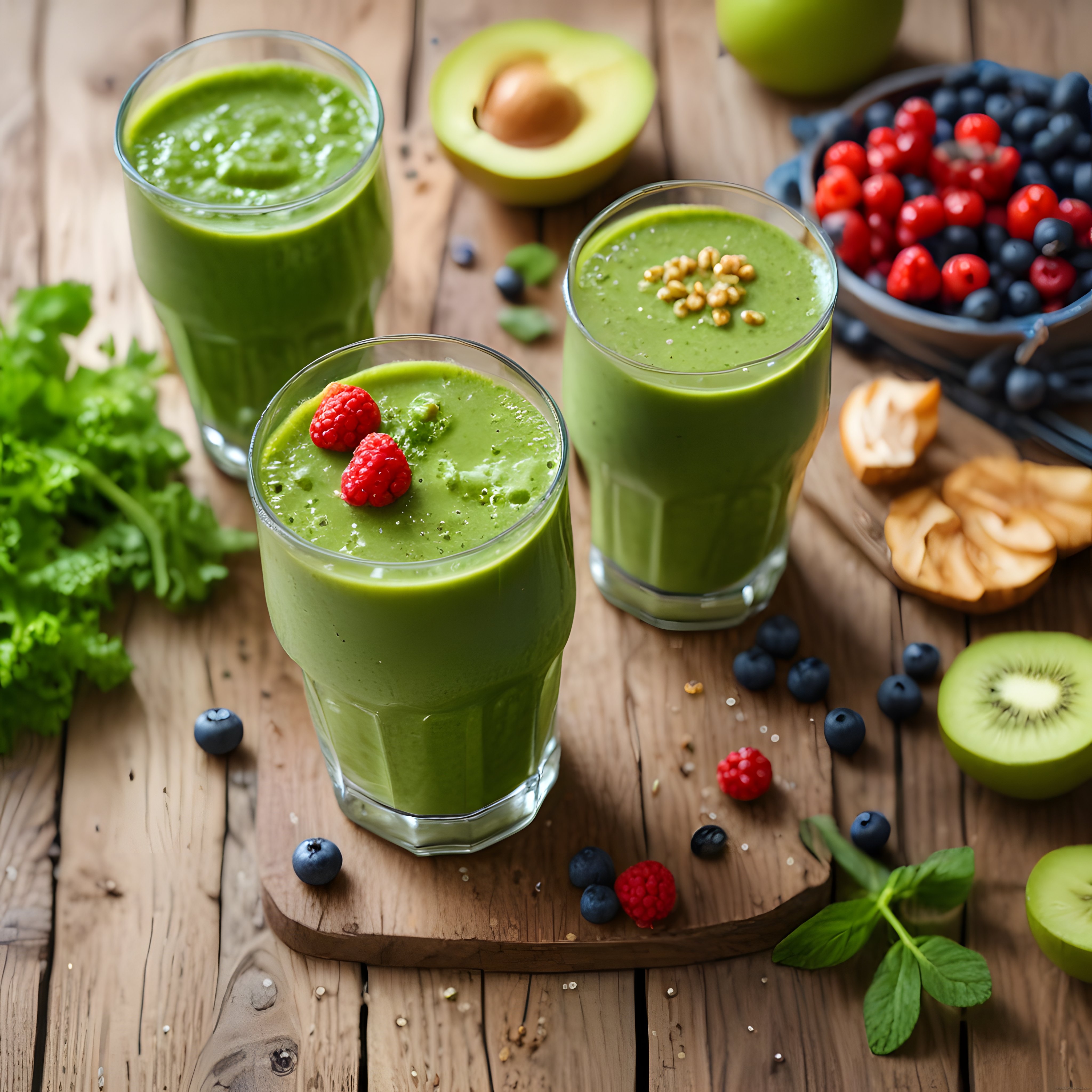 Taze Avokado ve Kivili Ev Yapımı Yeşil Smoothie ile Sağlıklı Beslenme