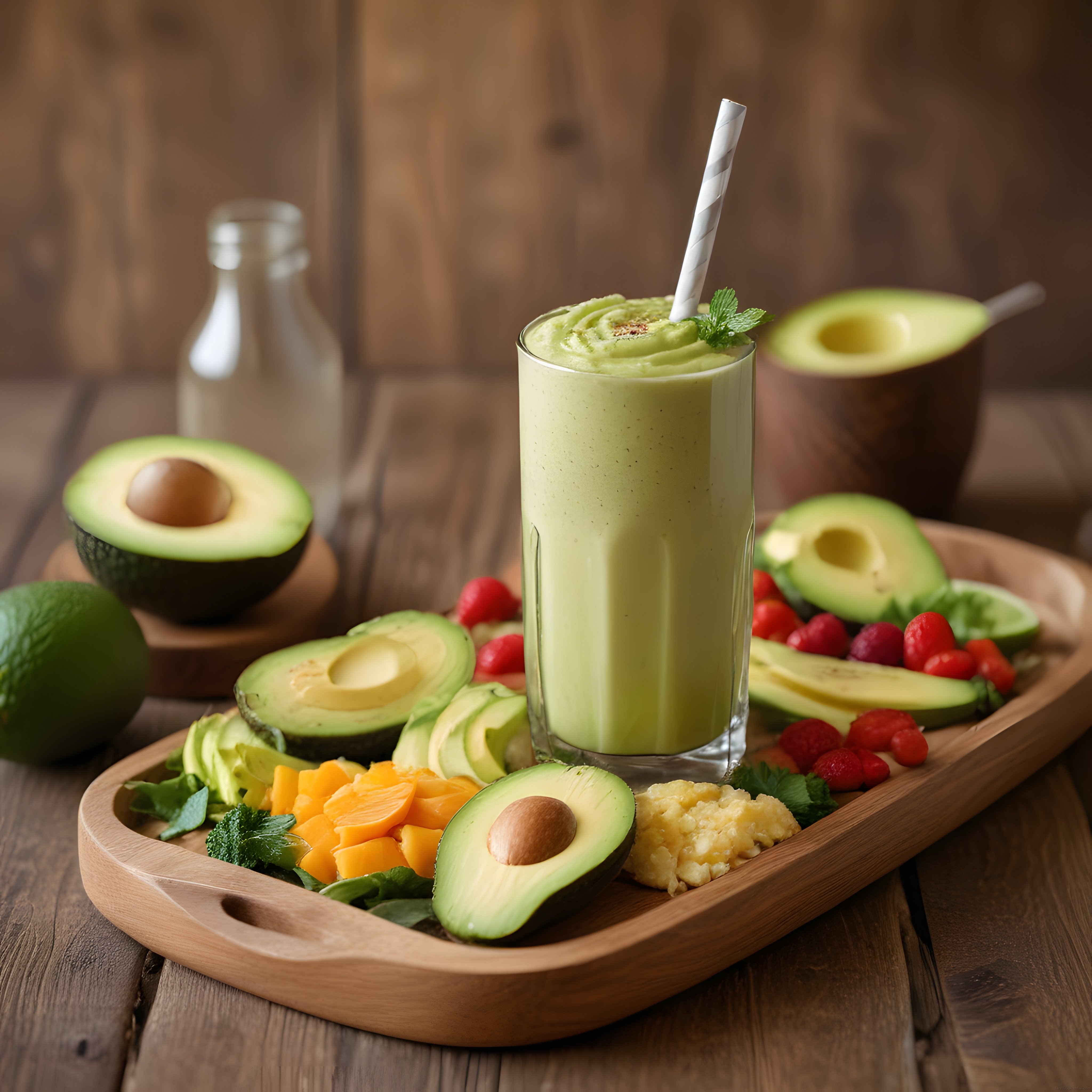 Taze Avokado ve Mangolu Sağlıklı Yeşil Smoothie Tarifi ve Sunumu