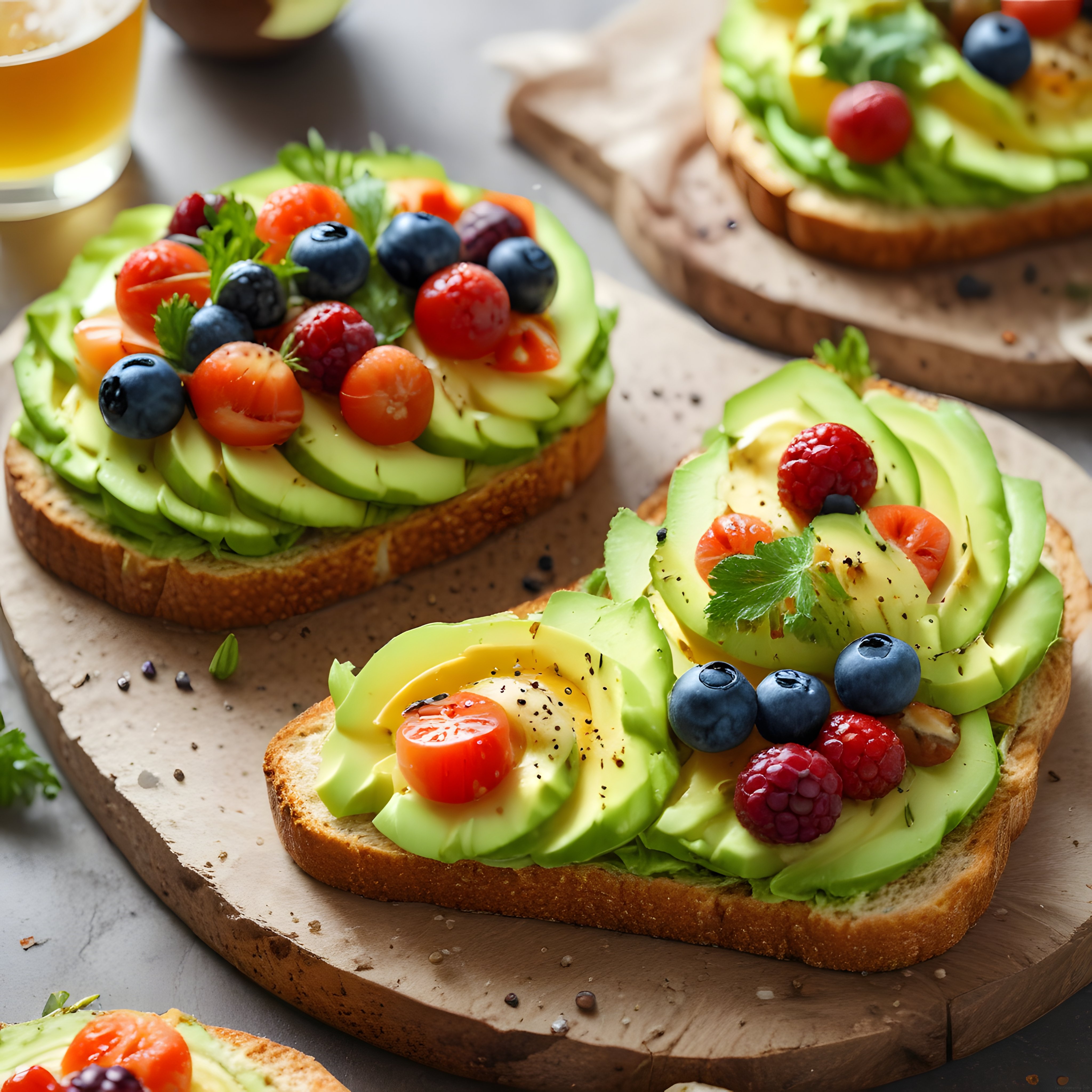 Taze Avokado ve Orman Meyveli Kahvaltı Tostları: Sağlıklı Brunch Sunumu