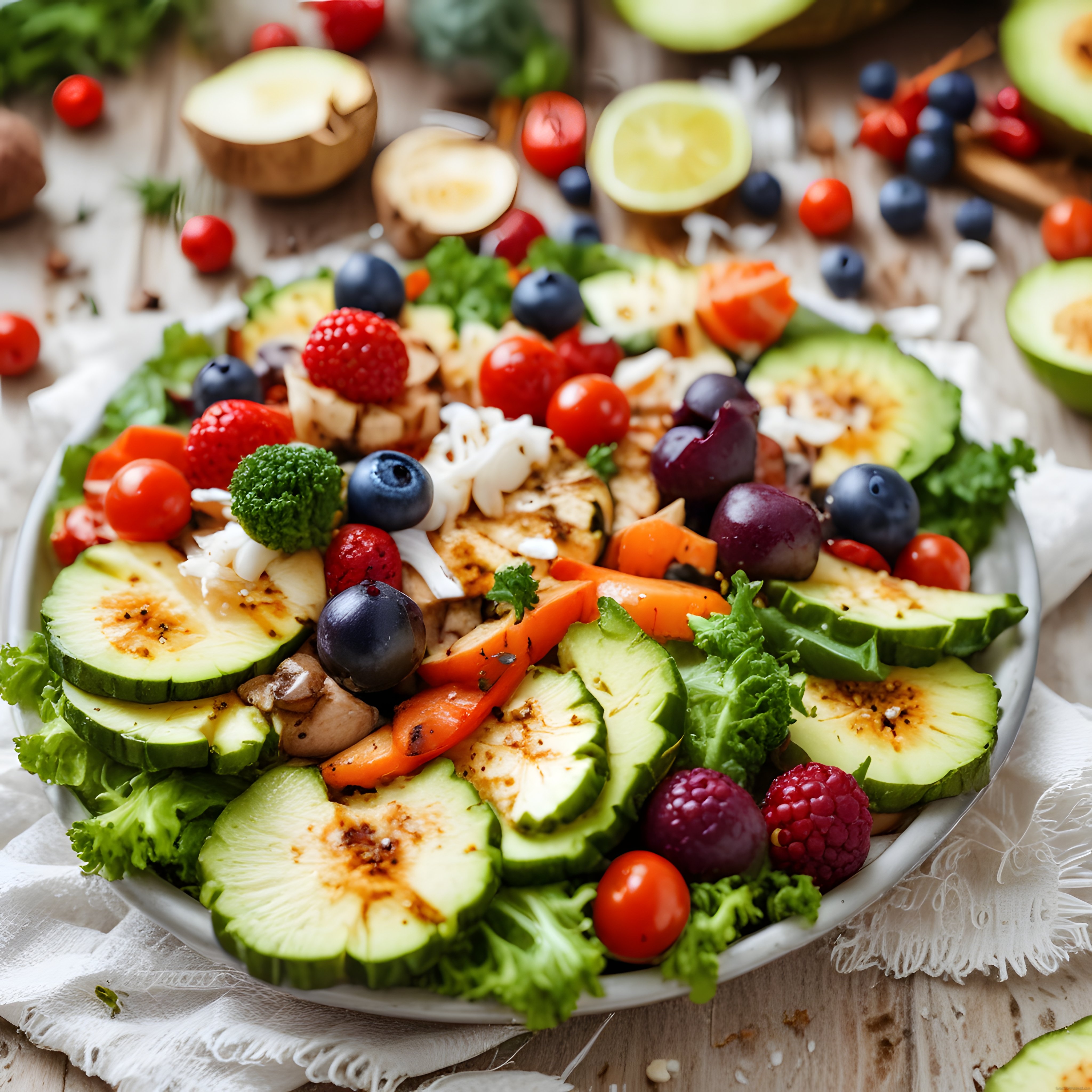 Taze Avokado ve Orman Meyveli Renkli Salata Kasesi ile Sağlıklı Yaşam