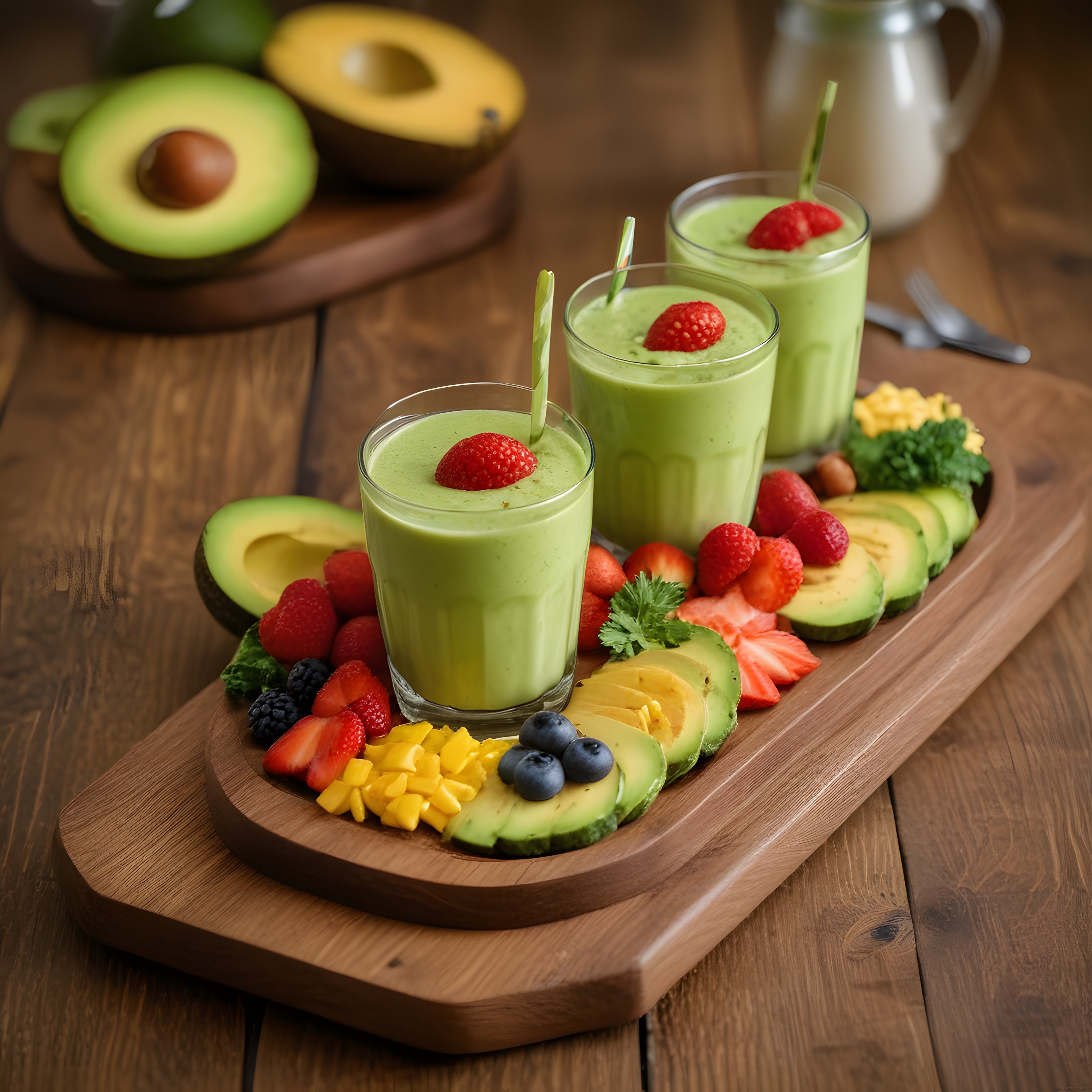 Taze Avokado ve Orman Meyveli Smoothie ile Sağlıklı ve Renkli Kahvaltı Sunumu