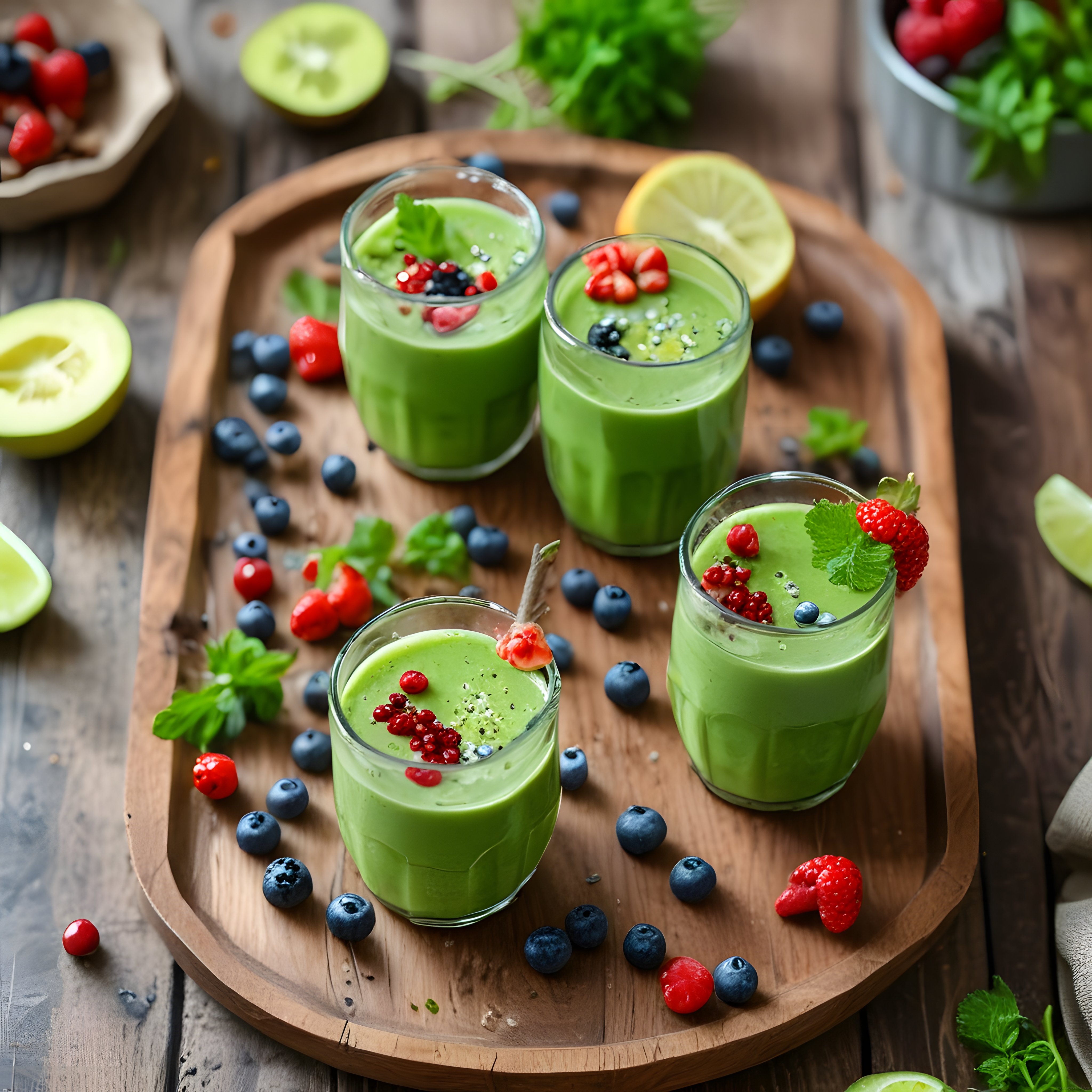 Taze Avokado ve Orman Meyveli Smoothie Sunumu ile Sağlıklı Bir Kahvaltı