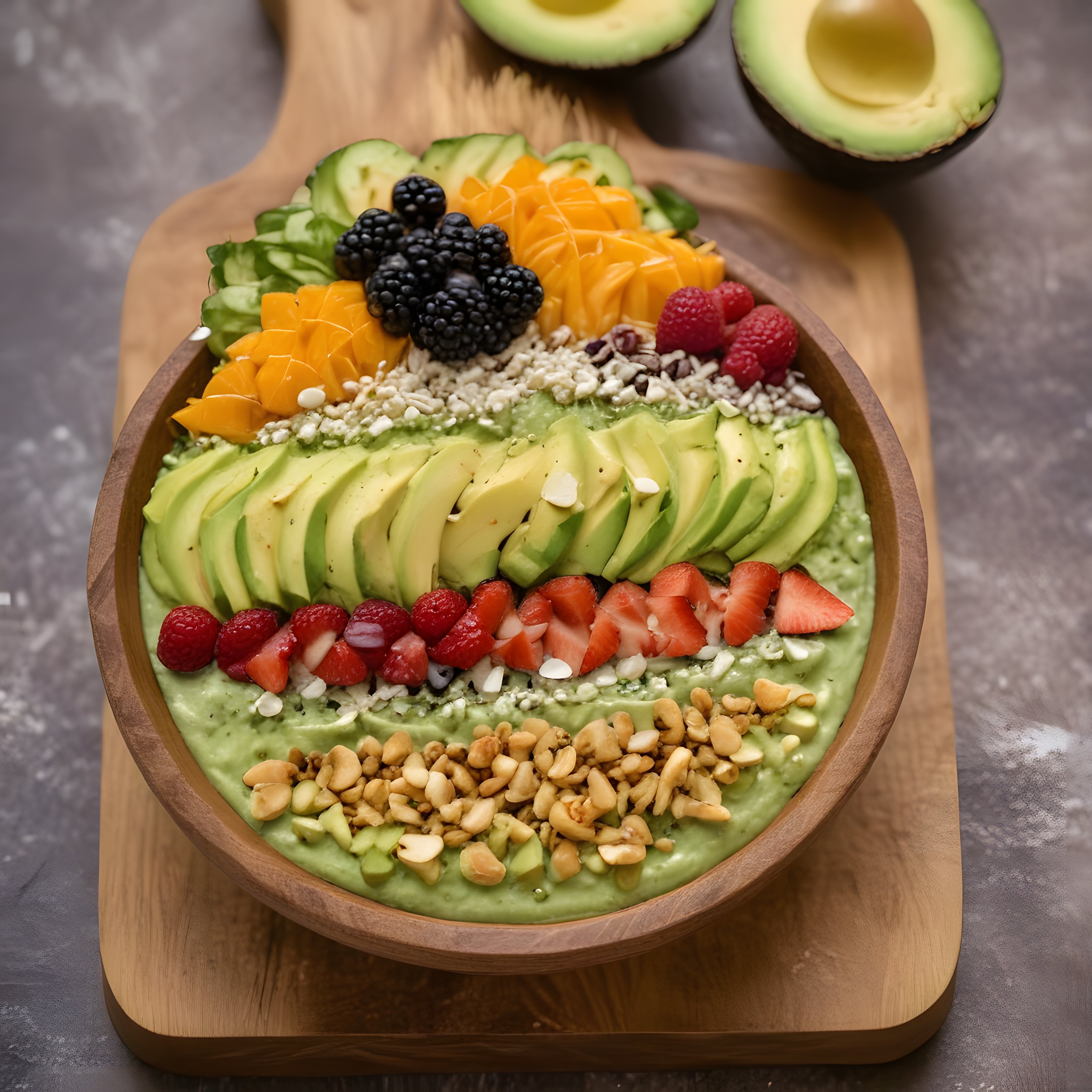Taze Avokado ve Orman Meyveli Vitamin Deposu Smoothie Kasesi