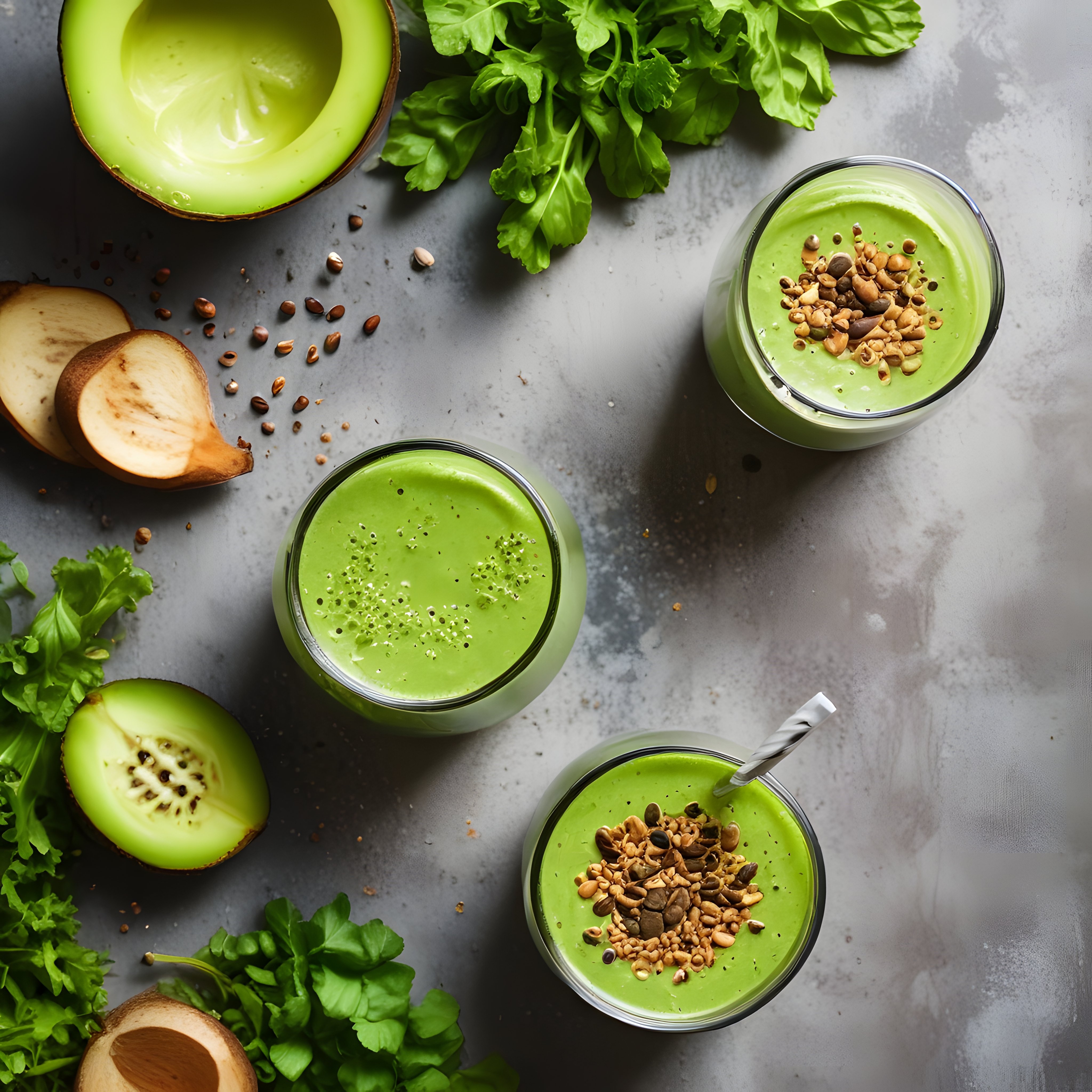 Taze Avokado ve Yeşillikli Smoothie: Sağlıklı ve Lezzetli Detoks İçeceği