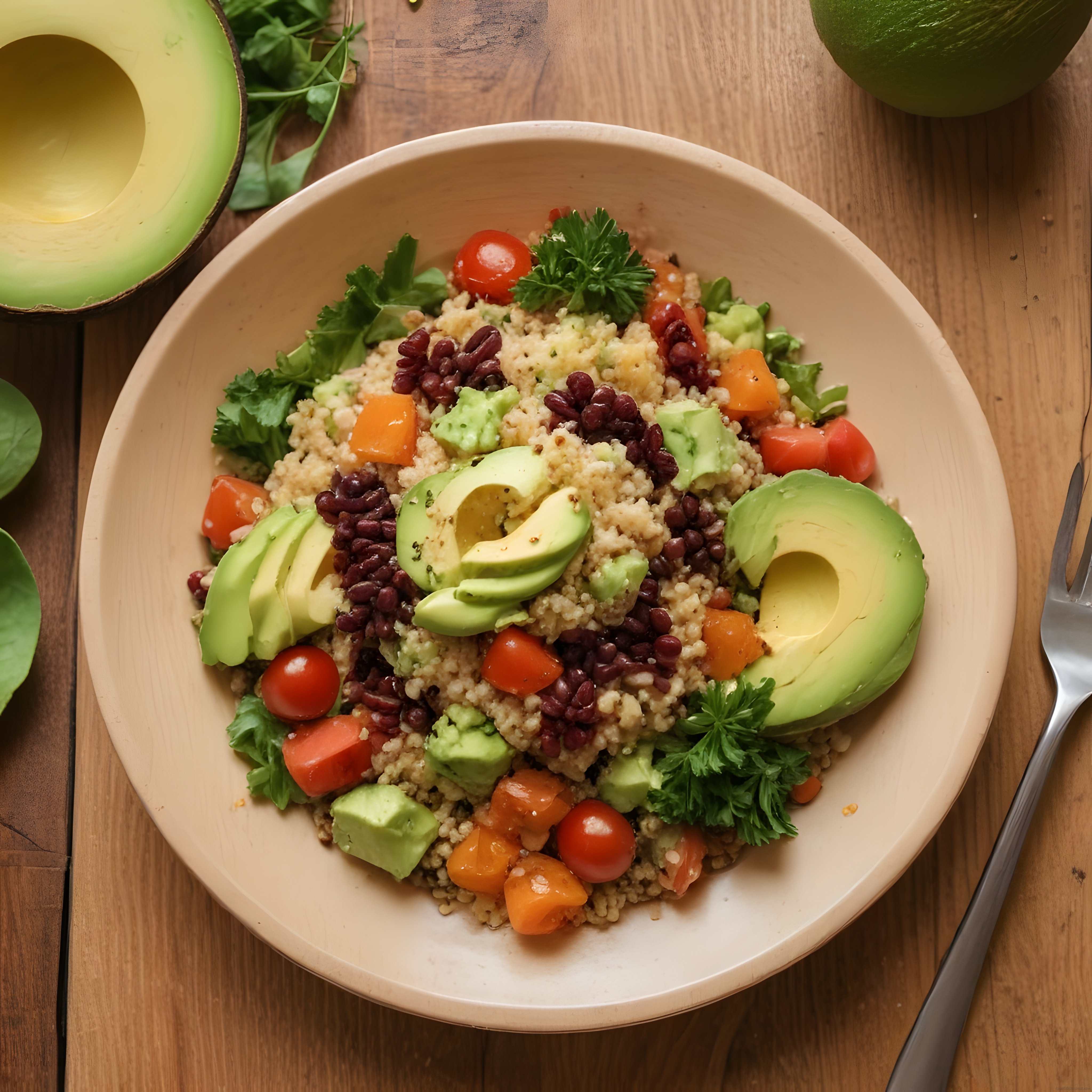 Taze avokadolu kinoa salatası: Besleyici ve renkli vegan protein kasesi