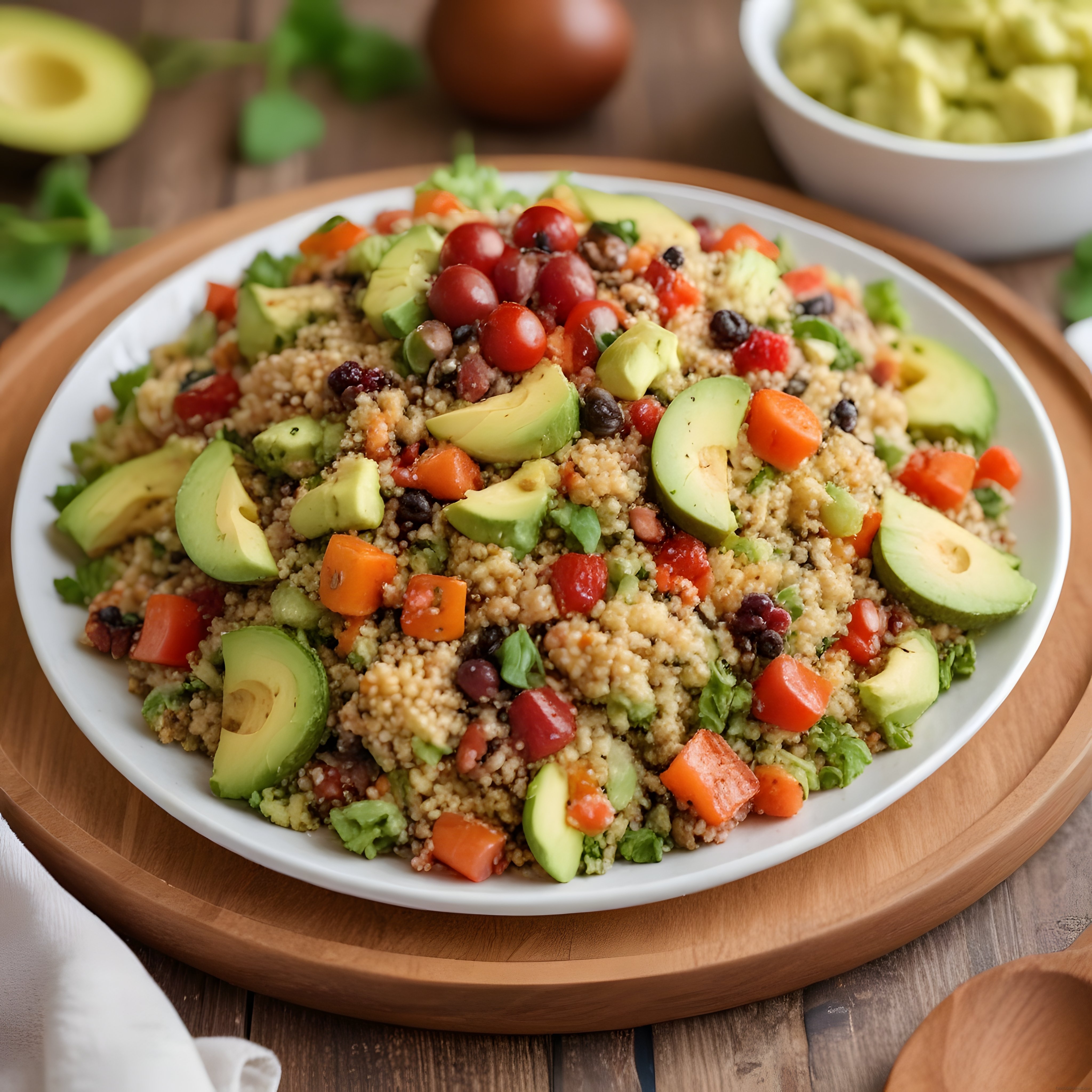 Taze Avokadolu Kinoa Salatası: Renkli Sebzelerle Besleyici Vegan Bowl