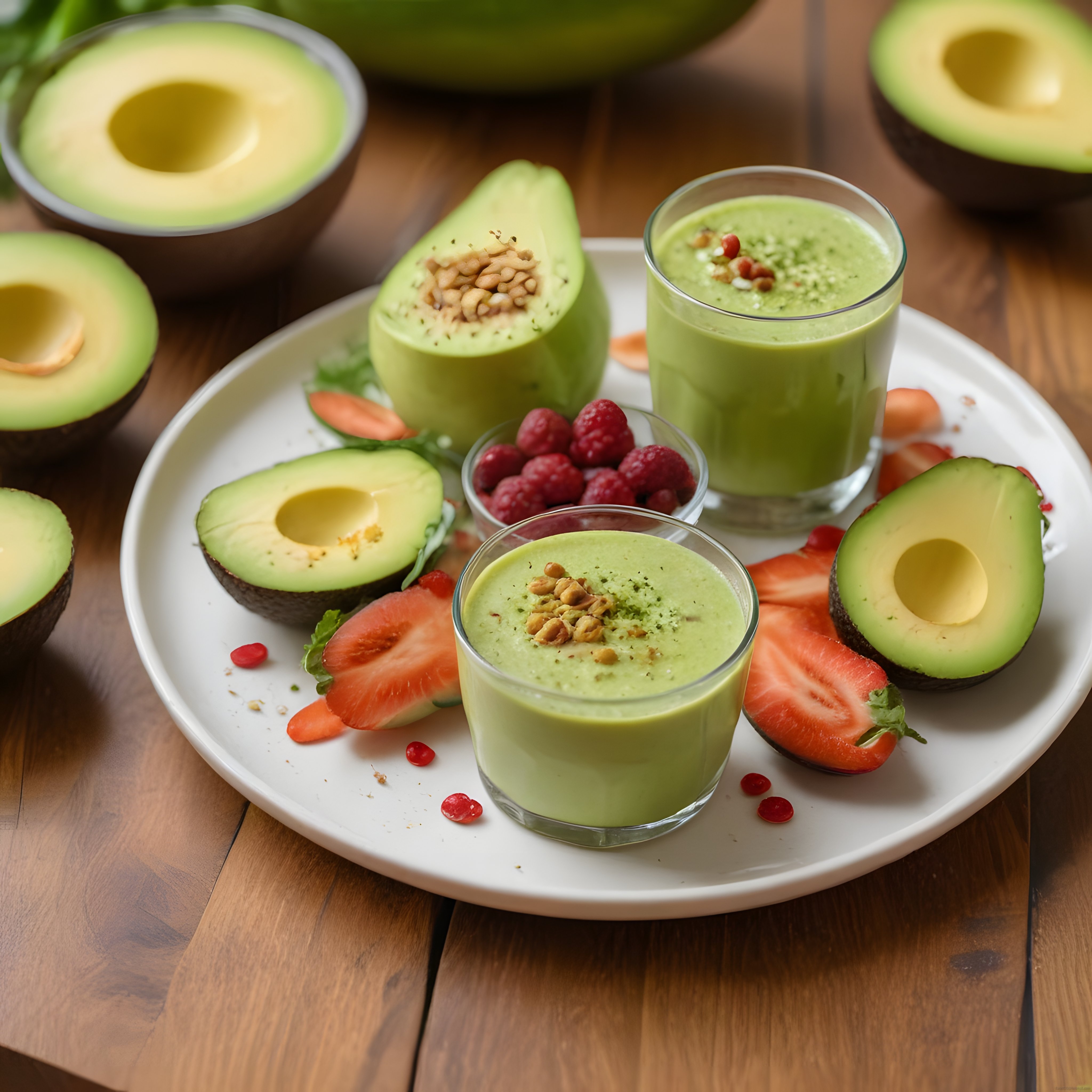 Taze Avokadolu Puding ve Yeşil Smoothie ile Sağlıklı Kahvaltı Masası