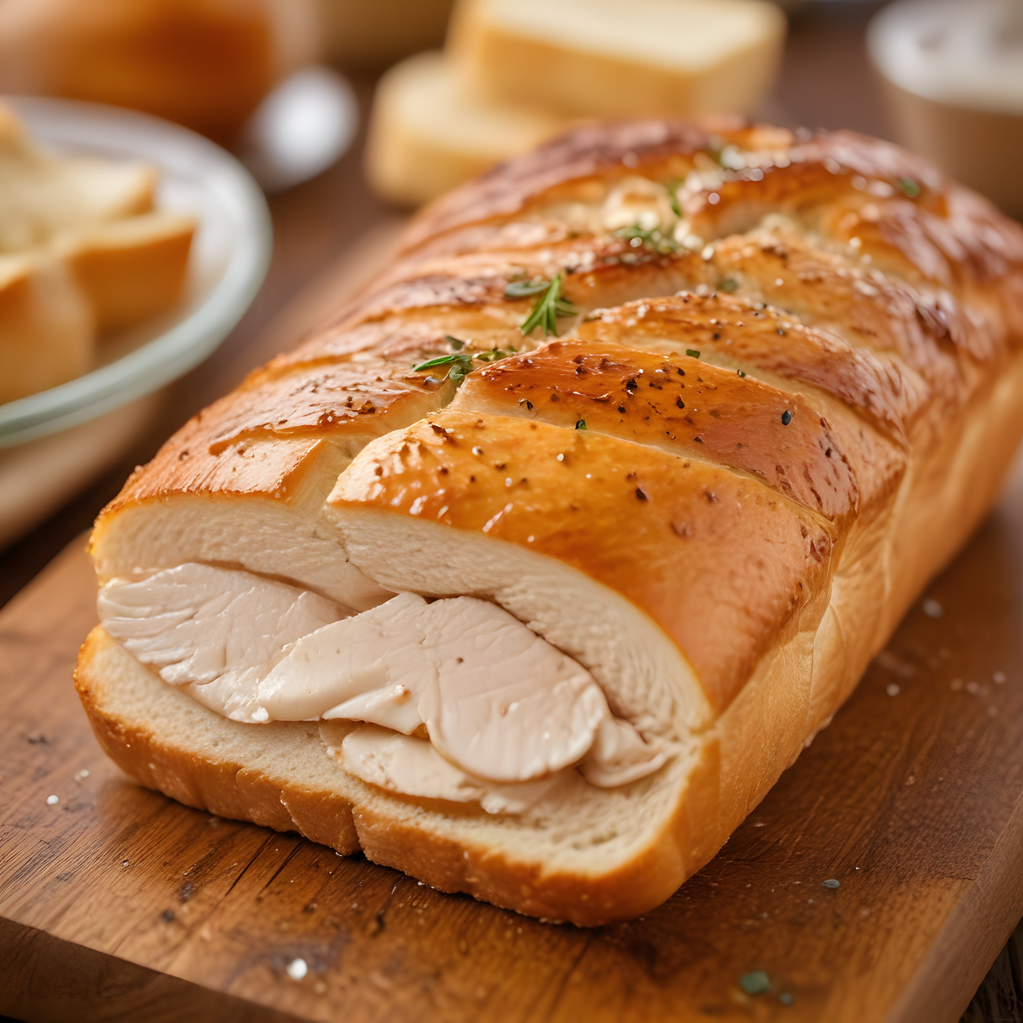 Taze Baharatlarla Fırınlanmış Tavuklu Ekmek Üzerinde Nefis Bir Yemek Tarifi