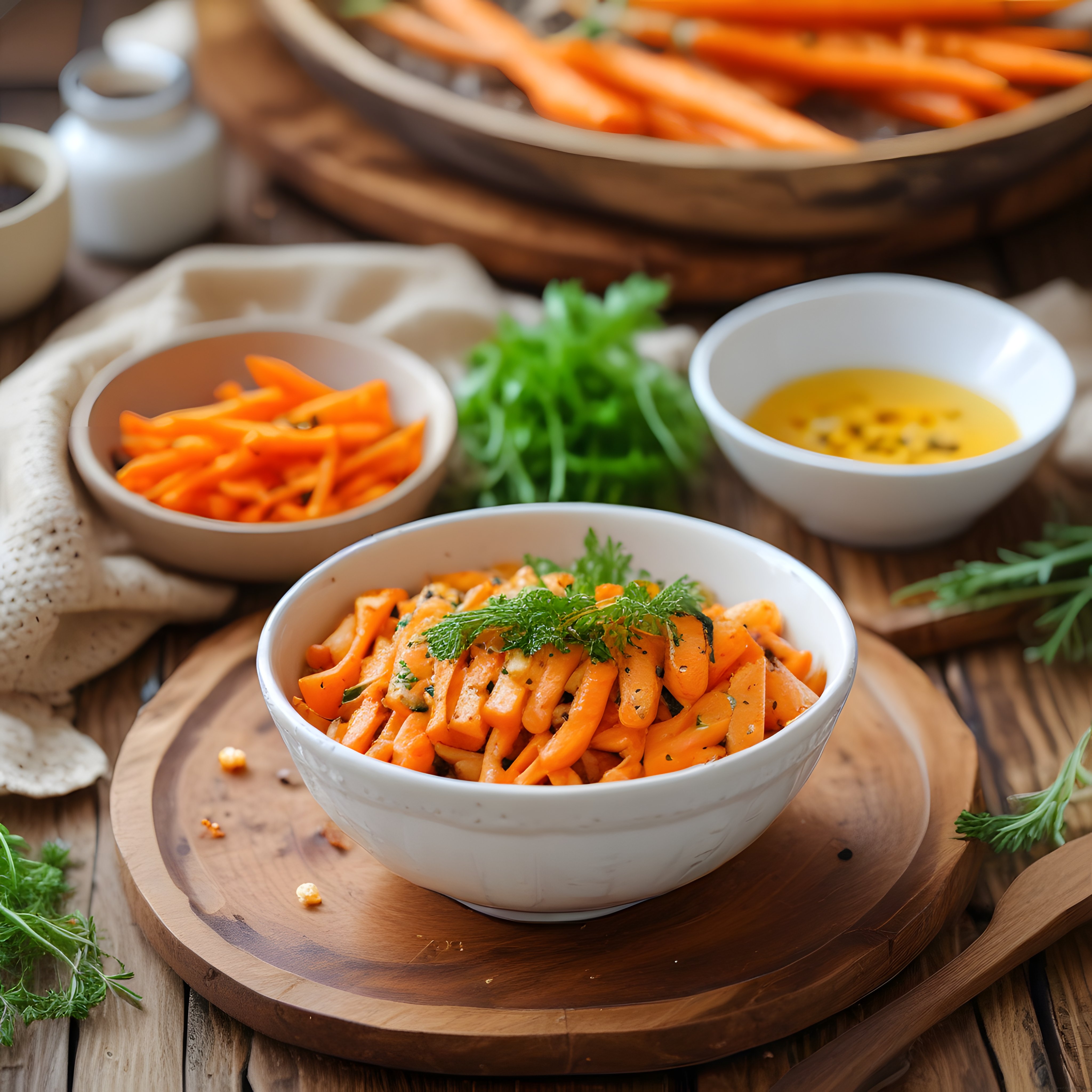 Taze Baharatlı Havuç Salatası ve Ev Yapımı Hardal Soslu Sağlıklı Atıştırmalık