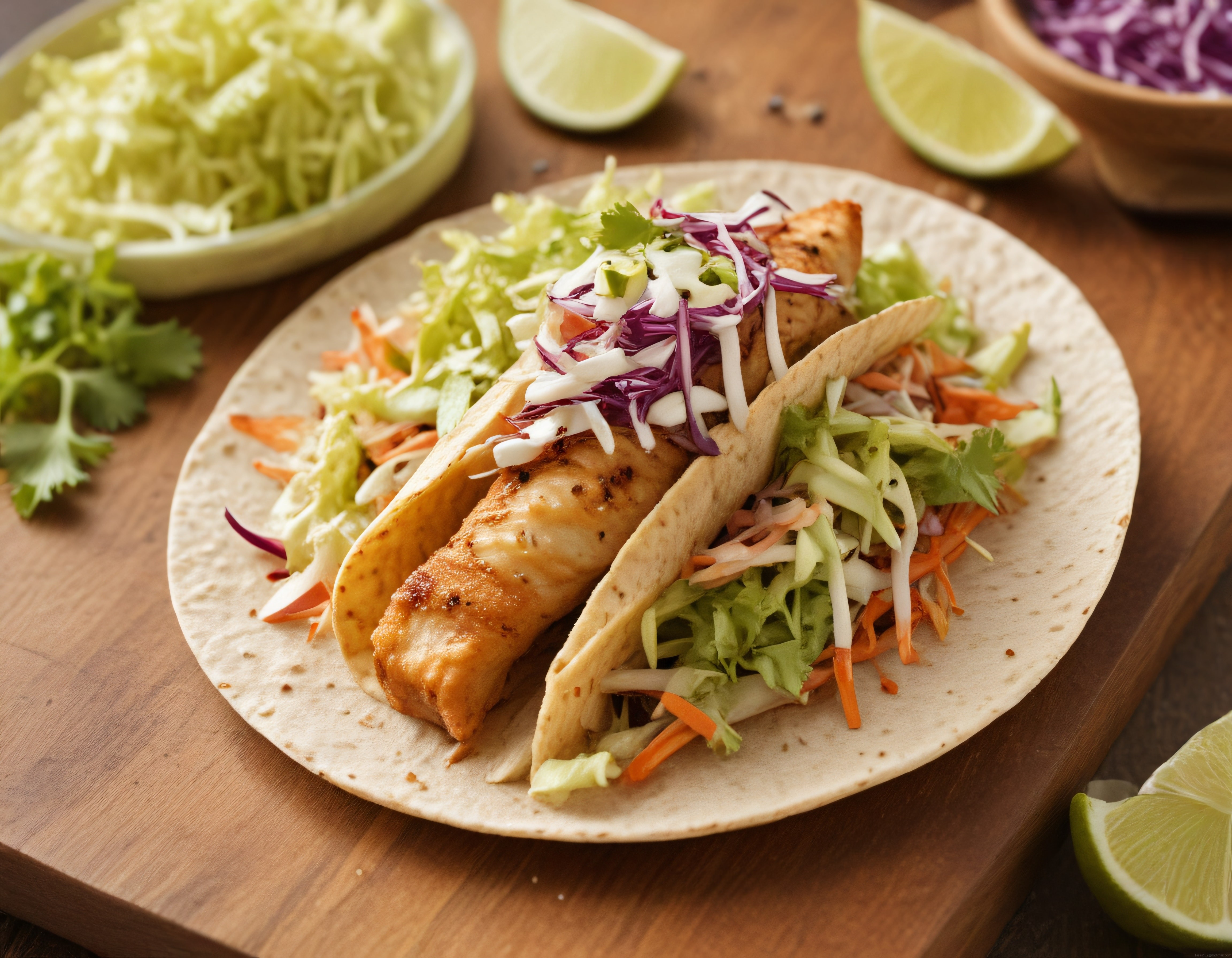 Taze Balıklı Taco, Mor Lahana ve Meksika Lezzetleri ile Sunum