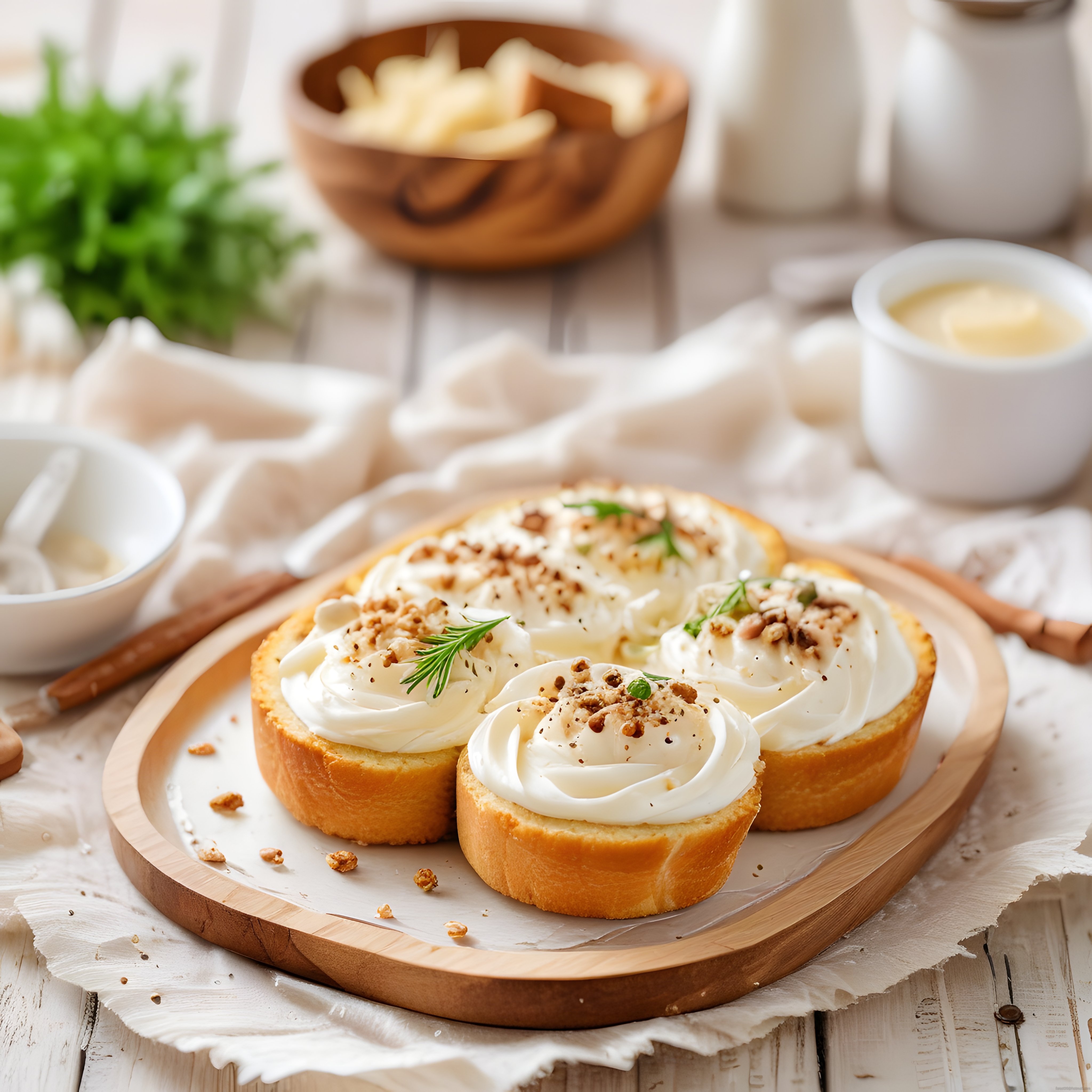 Taze Biberiye ve Cevizli Krem Peynirli Bruschetta Kahvaltılık Tarifi