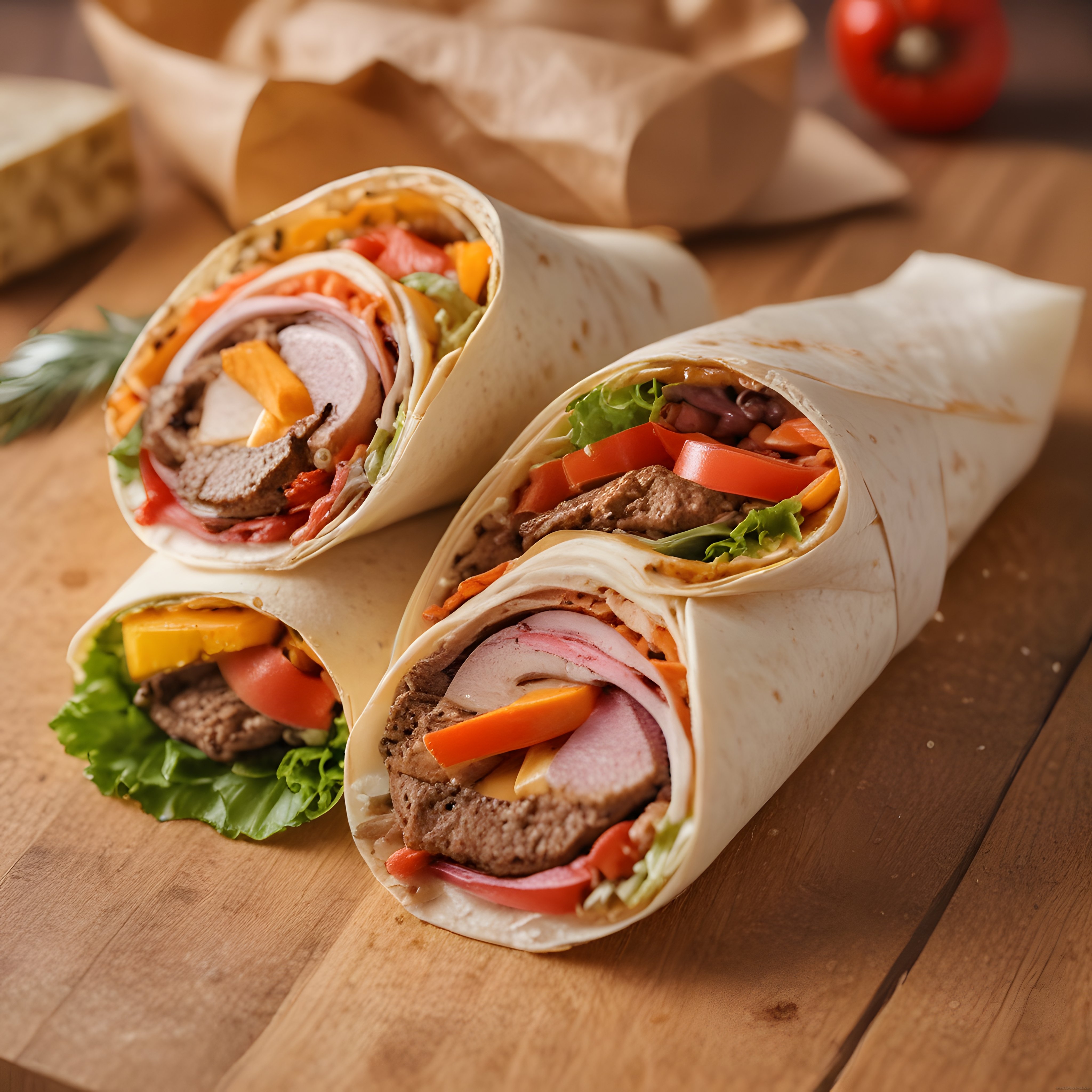 Taze Biftek ve Sebzelerle Hazırlanan Ev Yapımı Tortilla Wrap Lezzeti